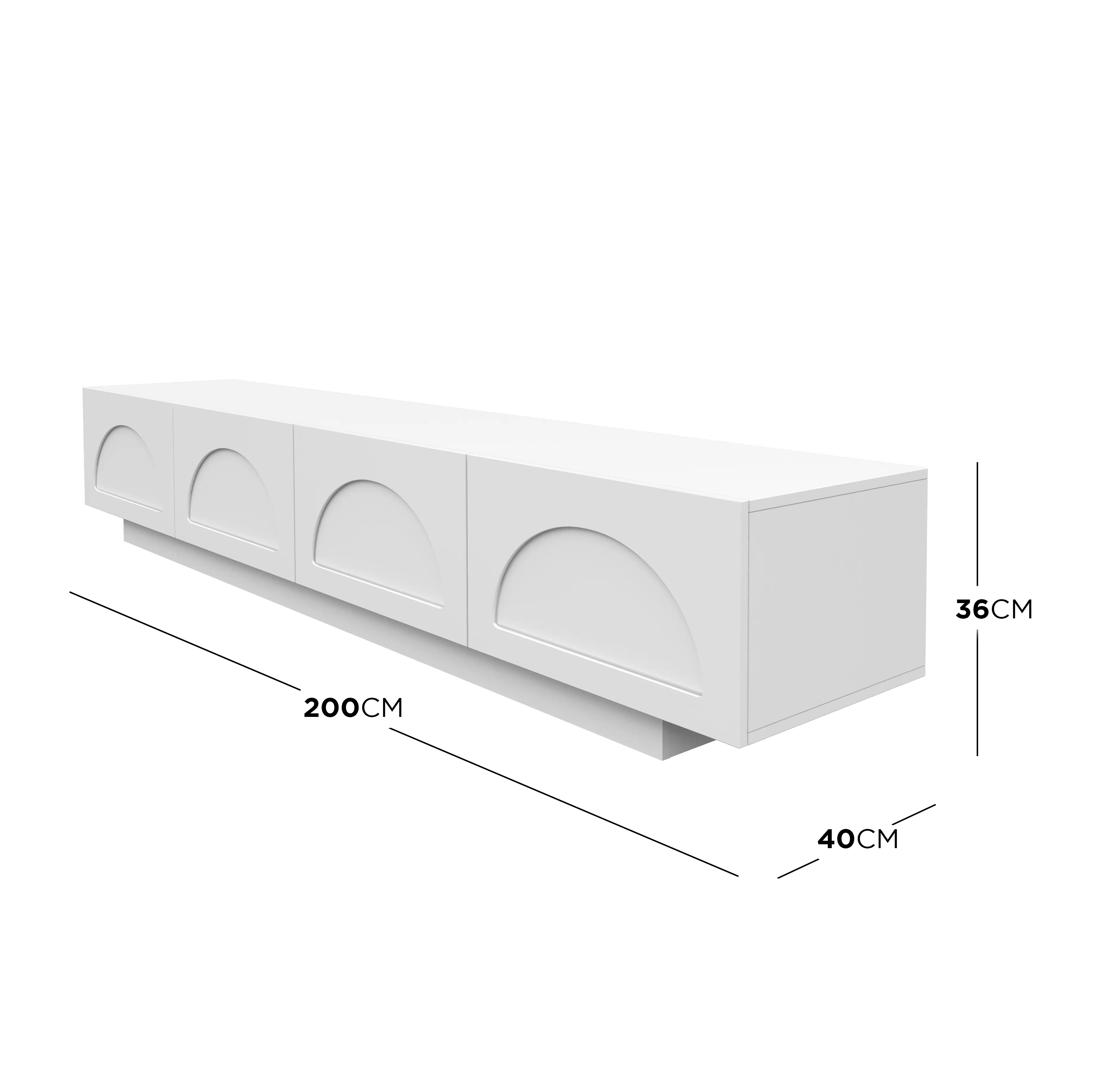 Archen 200cm 4 Drawer Storage TV Entertainment Unit in White - Image 3
