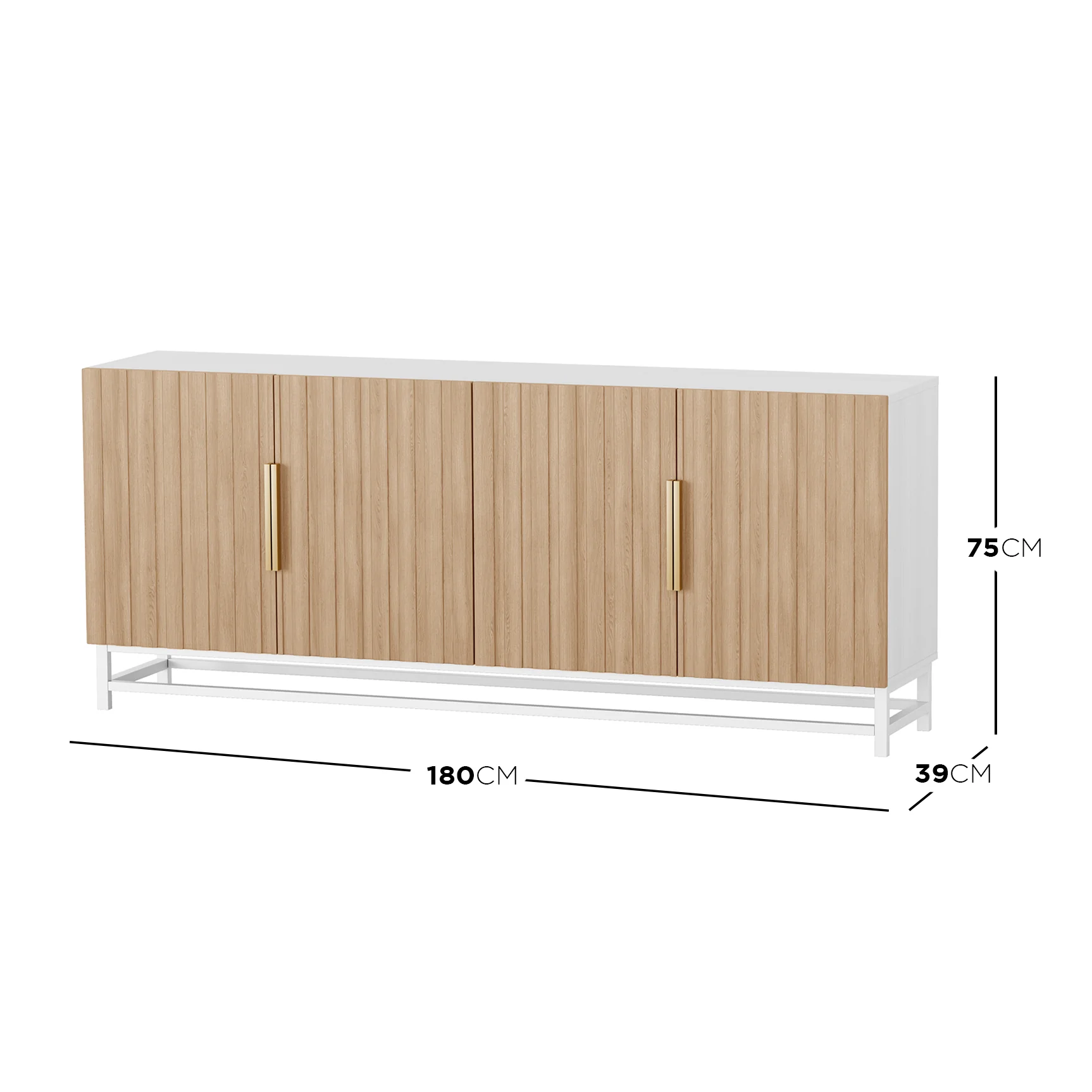 Argus 180cm Fluted Storage Buffet Sideboard in Natural - Image 3