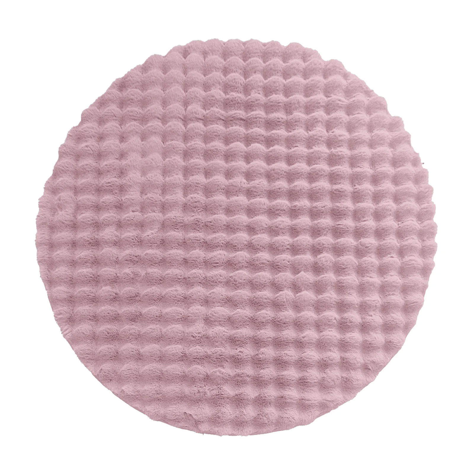 Armida 160cm Round Fluffy Faux Fur Bubble Rug in Dusty Pink