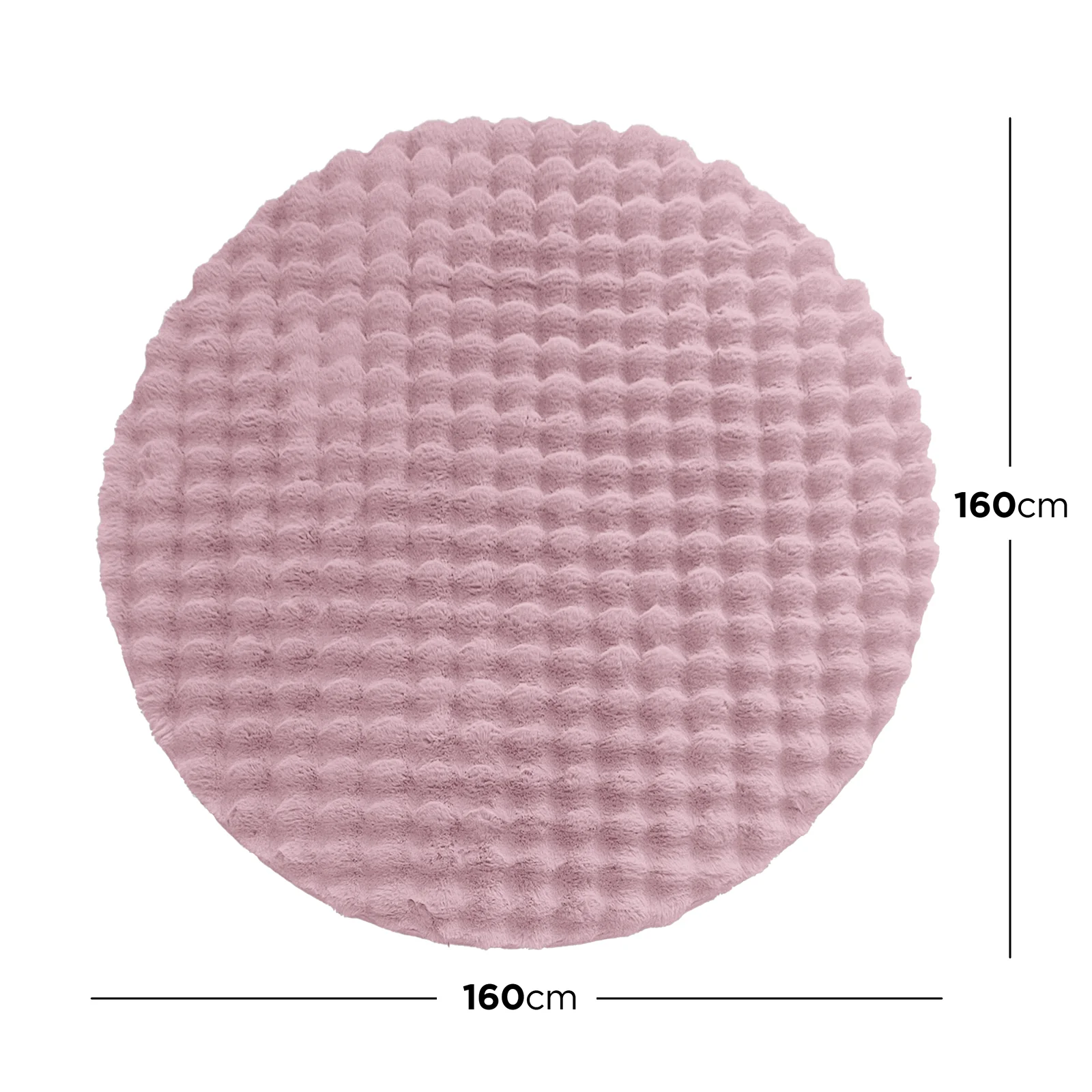 Armida 160cm Round Fluffy Faux Fur Bubble Rug in Dusty Pink - Image 3