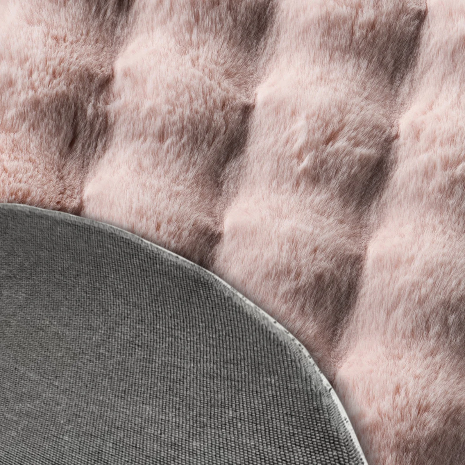 Armida 160cm Round Fluffy Faux Fur Bubble Rug in Dusty Pink - Image 5