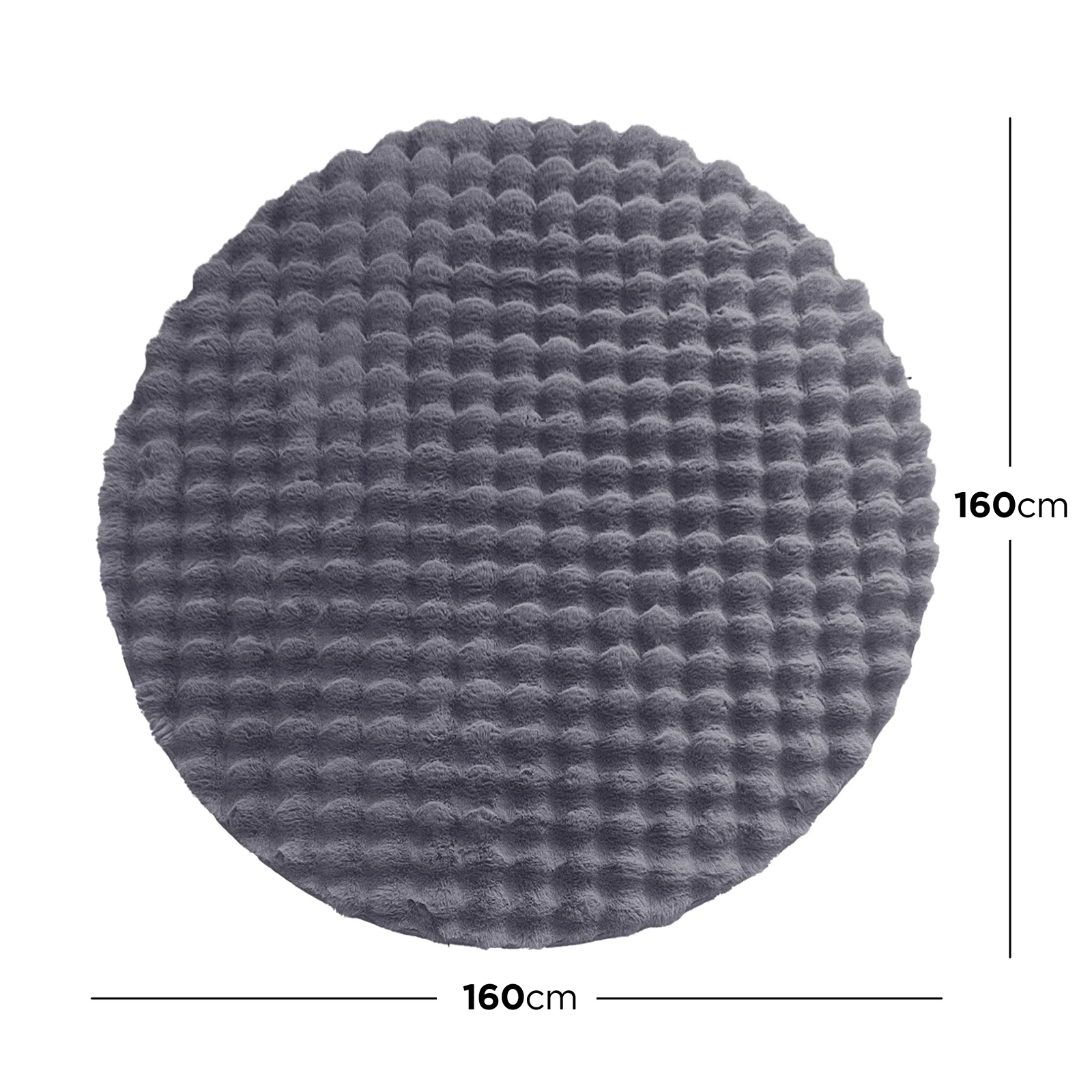 Armida 160cm Round Fluffy Faux Fur Bubble Rug in Grey - Image 3