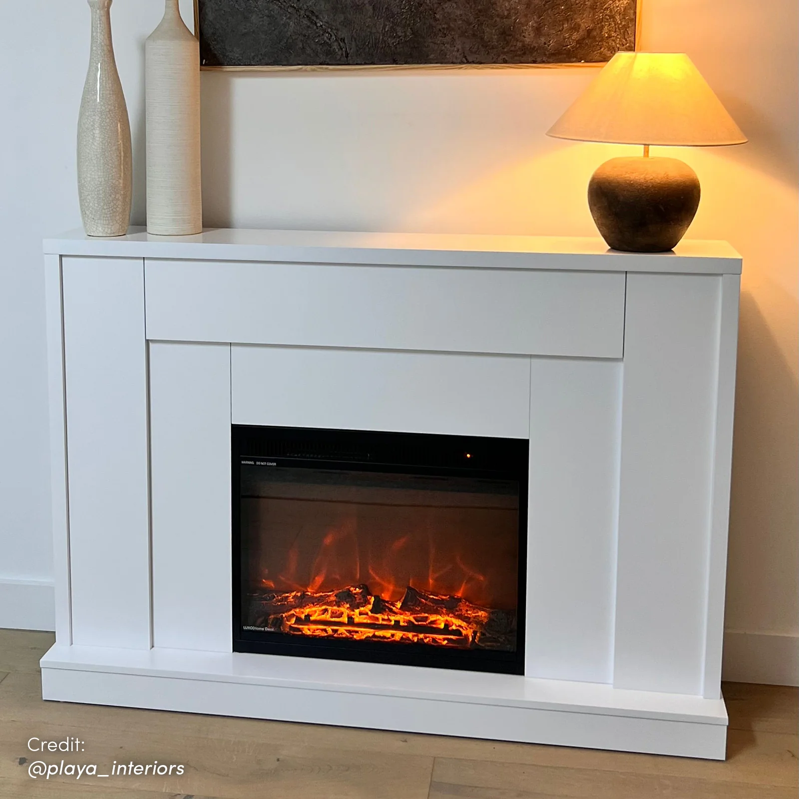 Armidale 132cm 1600W LED Electric Fireplace in White - Image 2