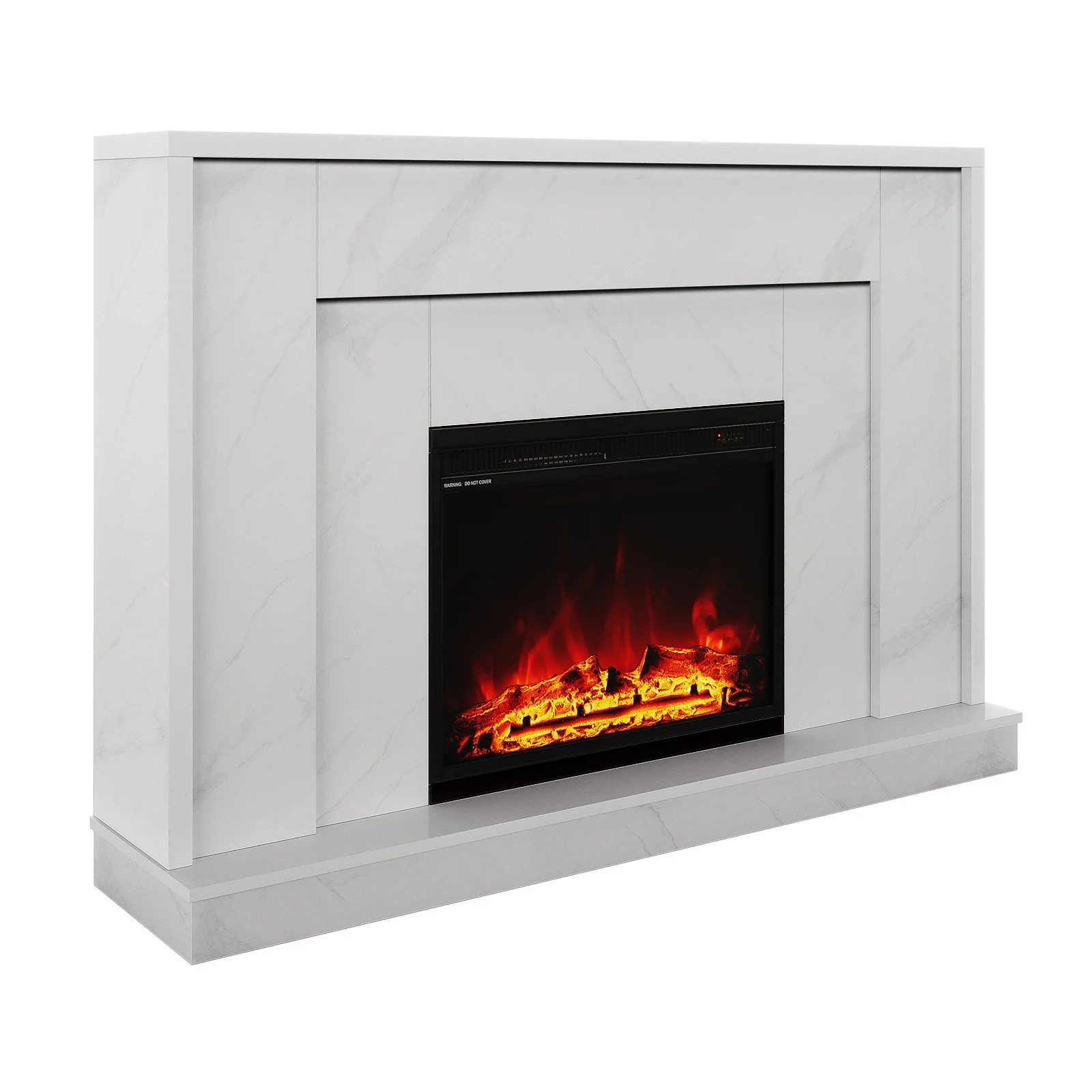 Armidale 132cm 1600W LED Electric Fireplace in White Marble - Image 7
