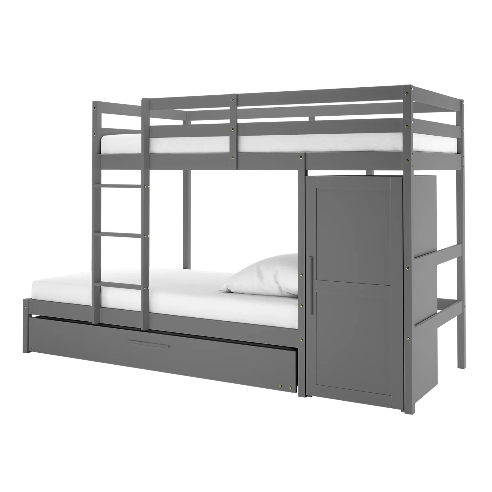 Aron Single Storage Bunk Bed with Trundle in Grey - Image 6