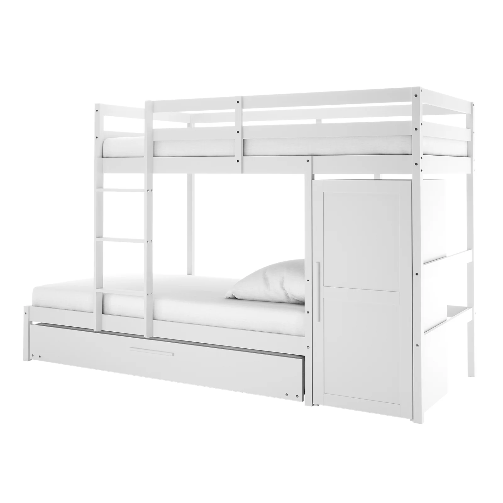 Aron Single Storage Bunk Bed with Trundle in White - Image 5