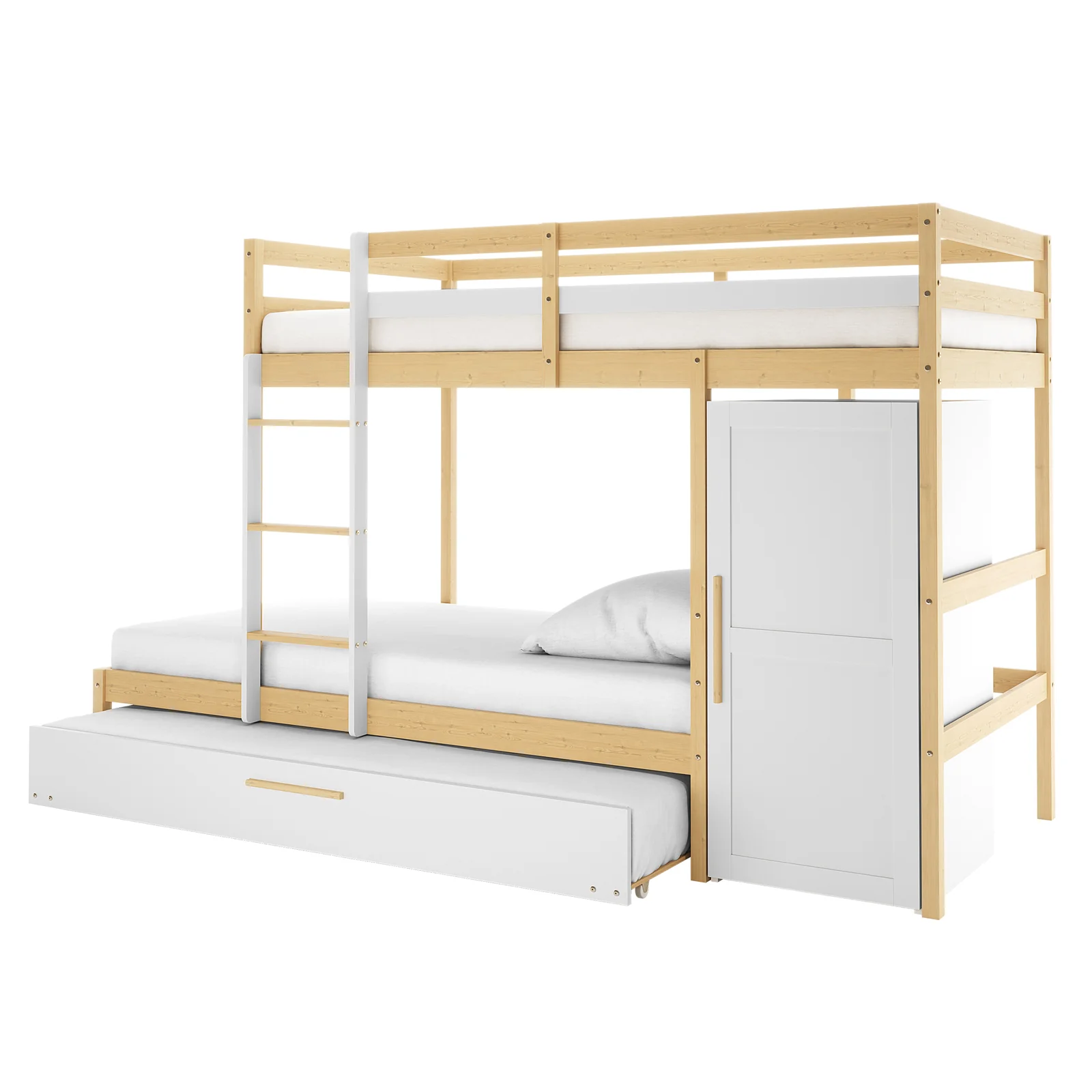 Aron & Thermis Bunk Bed & Mattress Set in White & Natural - Image 5
