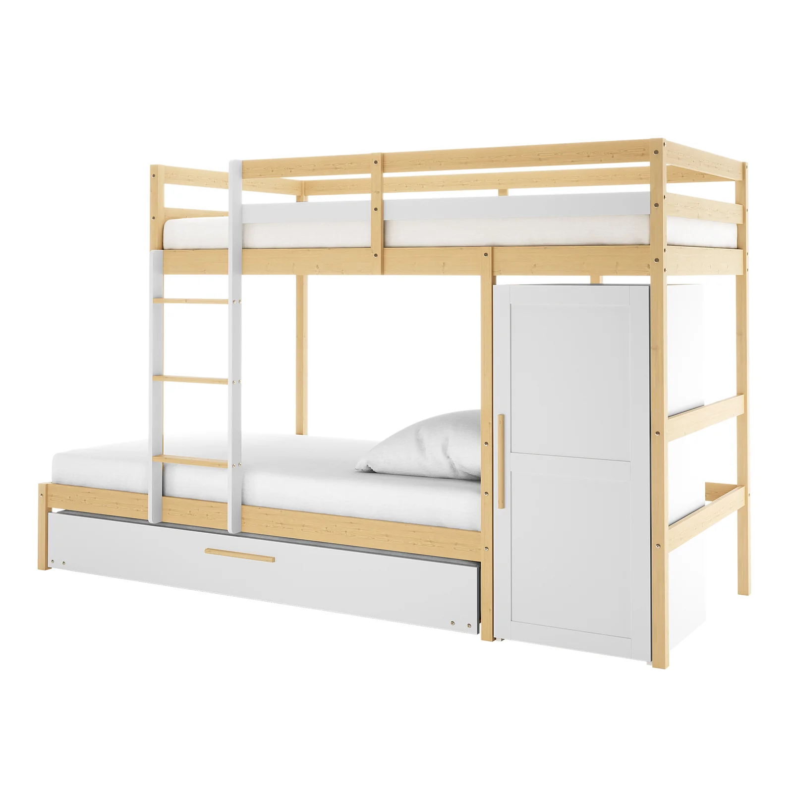 Aron & Thermis Bunk Bed & Mattress Set in White & Natural - Image 7