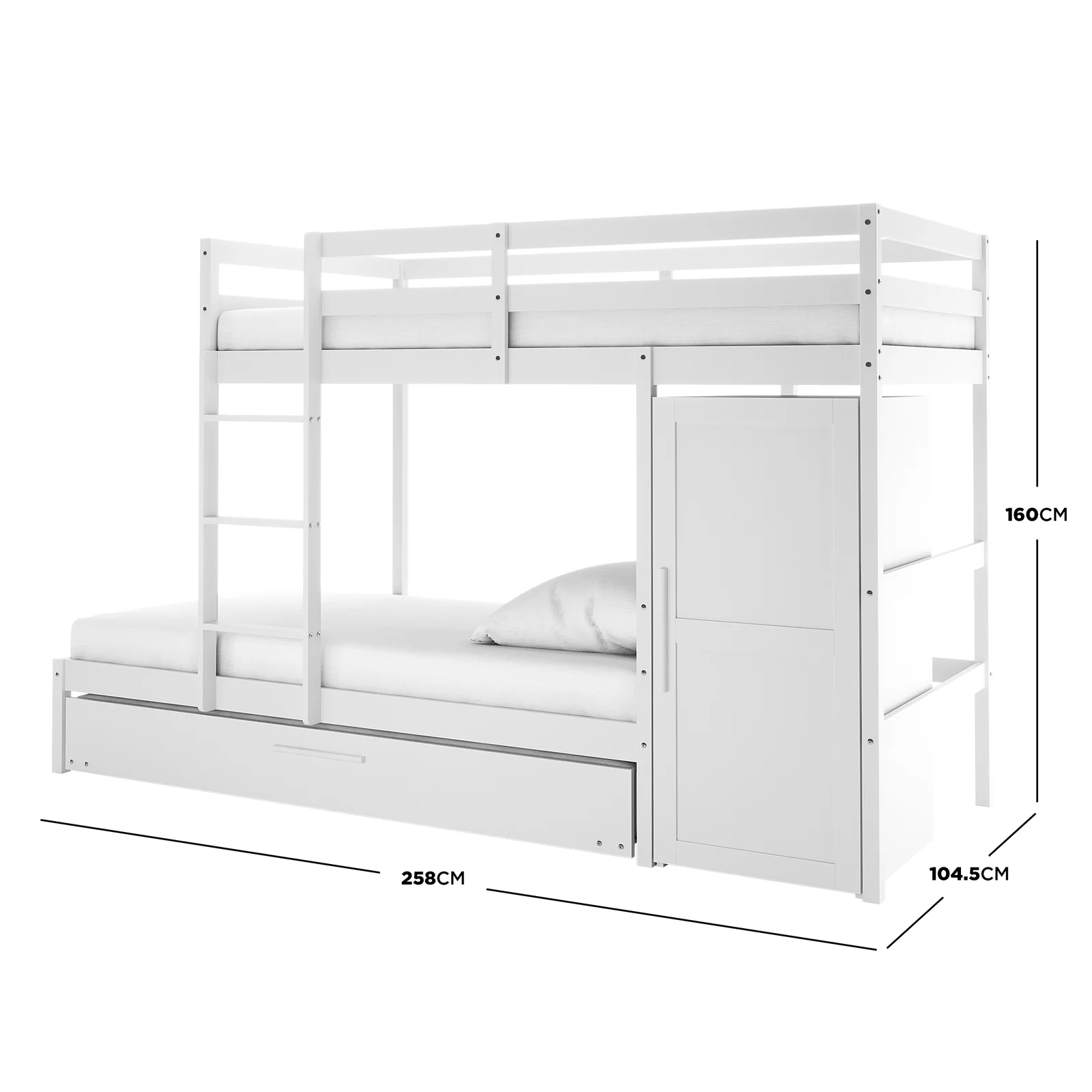Aron & Thermis Twin Bunk Bed & Mattress Set in White - Image 3