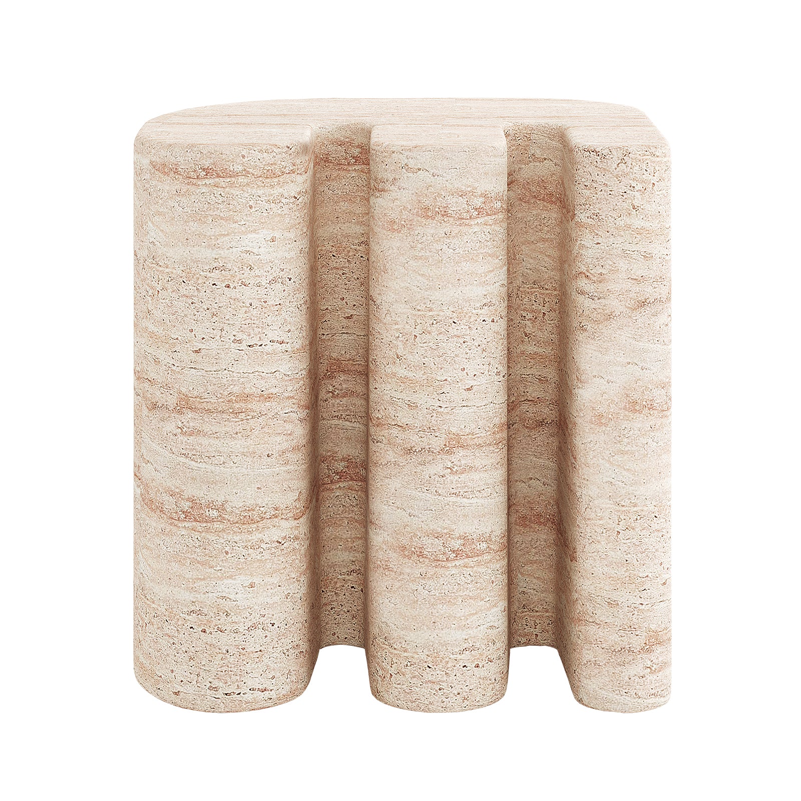 Ashford Round Outdoor Concrete Side Table in Travertine - Image 4