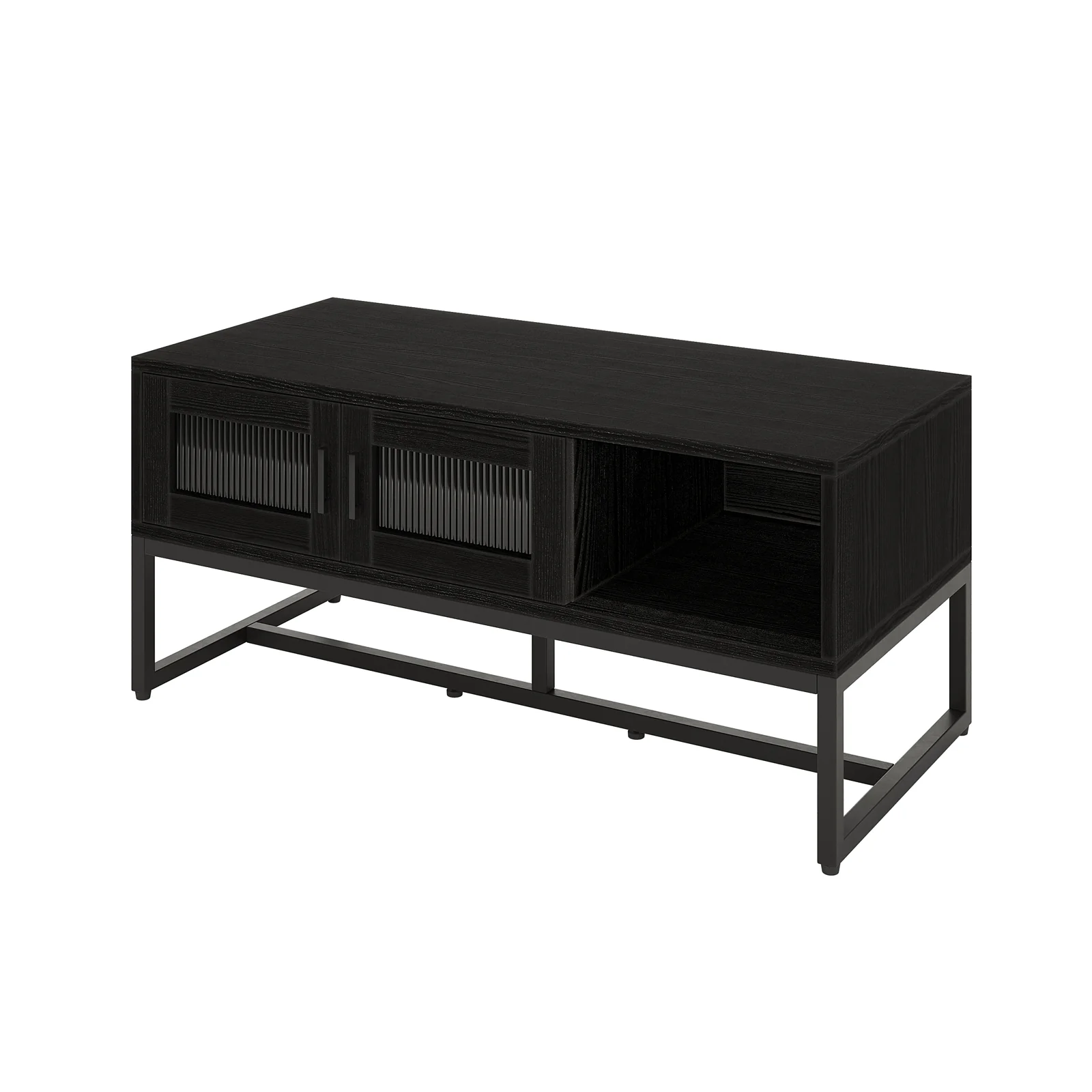 Ashley Coffee Table with Fluted Glass Door in Black - Image 4