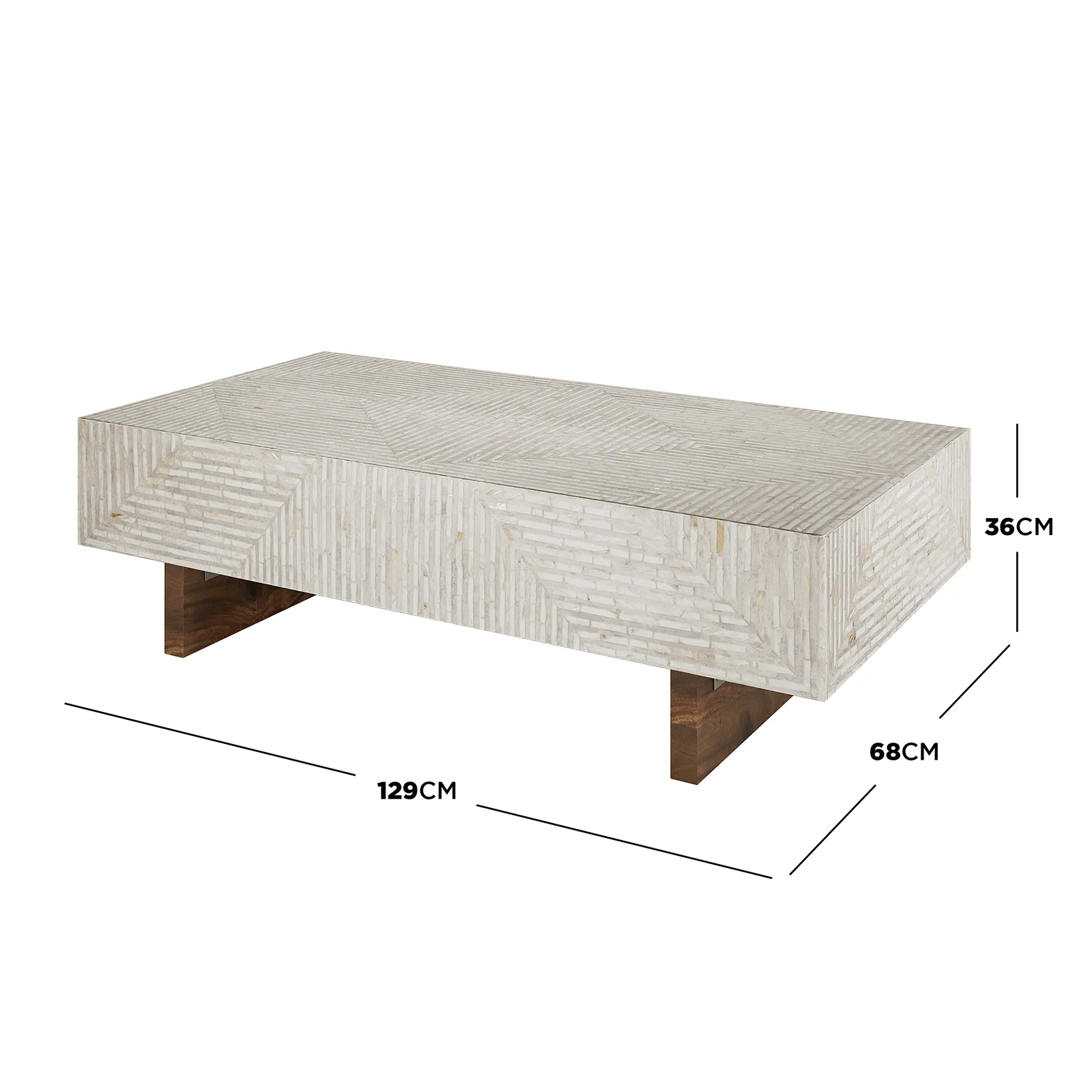 Audino Mother of Pearl Inlay Coffee Table in Ivory & Grey - Image 3