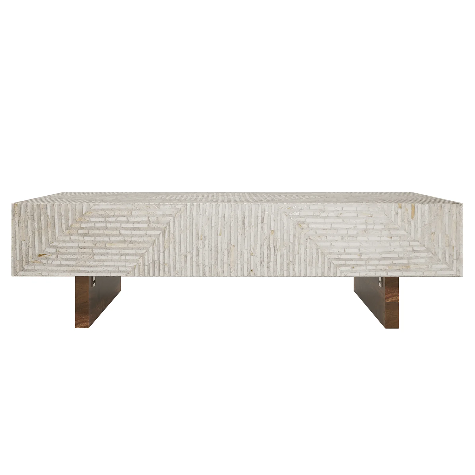 Audino Mother of Pearl Inlay Coffee Table in Ivory & Grey - Image 4