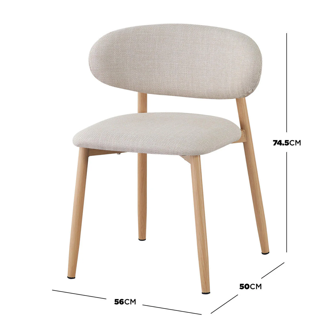 Audrey Curved Bar Stool & Dining Chair Set of 4 in Beige - Image 4