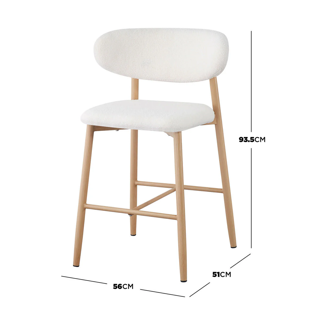 Audrey Curved Bar Stool & Dining Chair Set of 4 in Cream White - Image 3