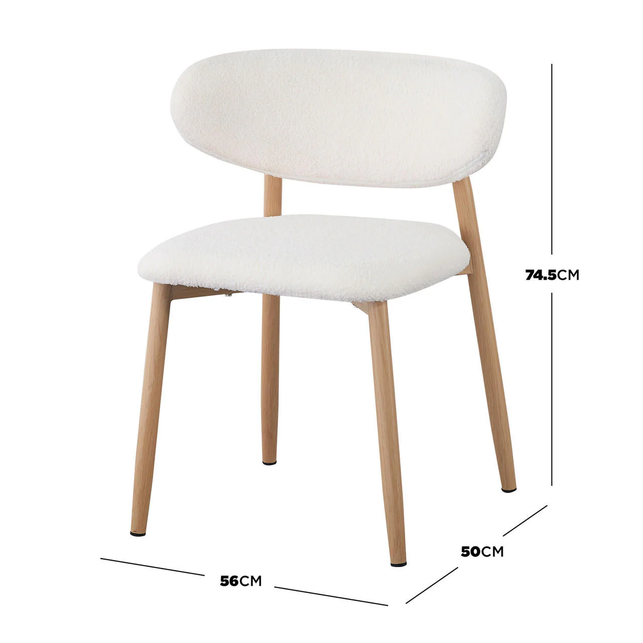 Audrey Curved Bar Stool & Dining Chair Set of 4 in Cream White - Image 4