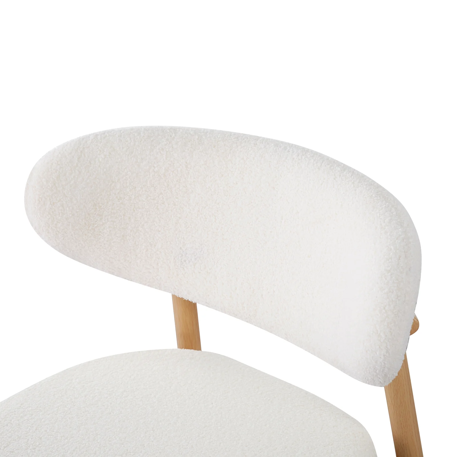 Audrey Curved Boucle Barstool Set of 2 in Cream White - Image 10