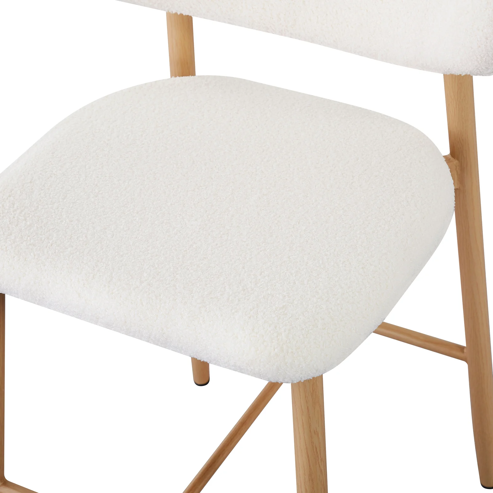 Audrey Curved Boucle Barstool Set of 2 in Cream White - Image 11