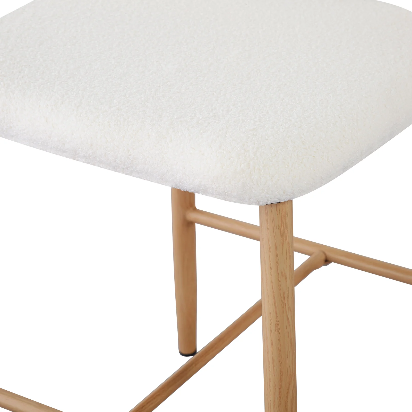 Audrey Curved Boucle Barstool Set of 2 in Cream White - Image 12