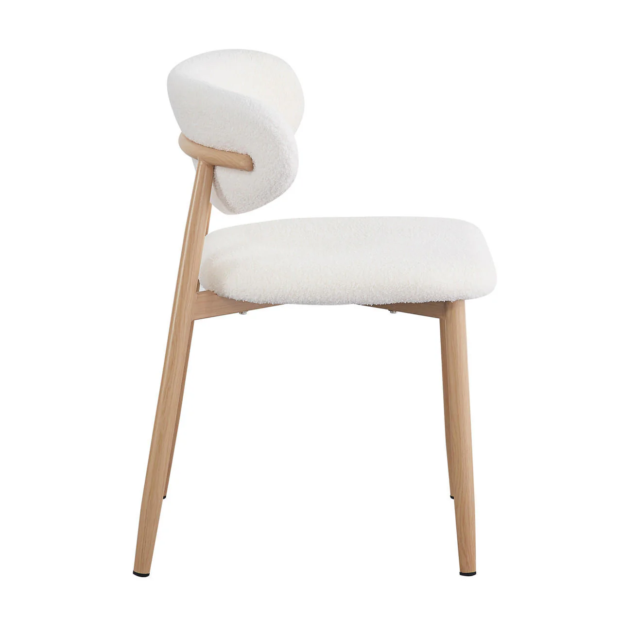 Audrey Curved Fabric Dining Chair Set of 2 in Cream White - Image 8