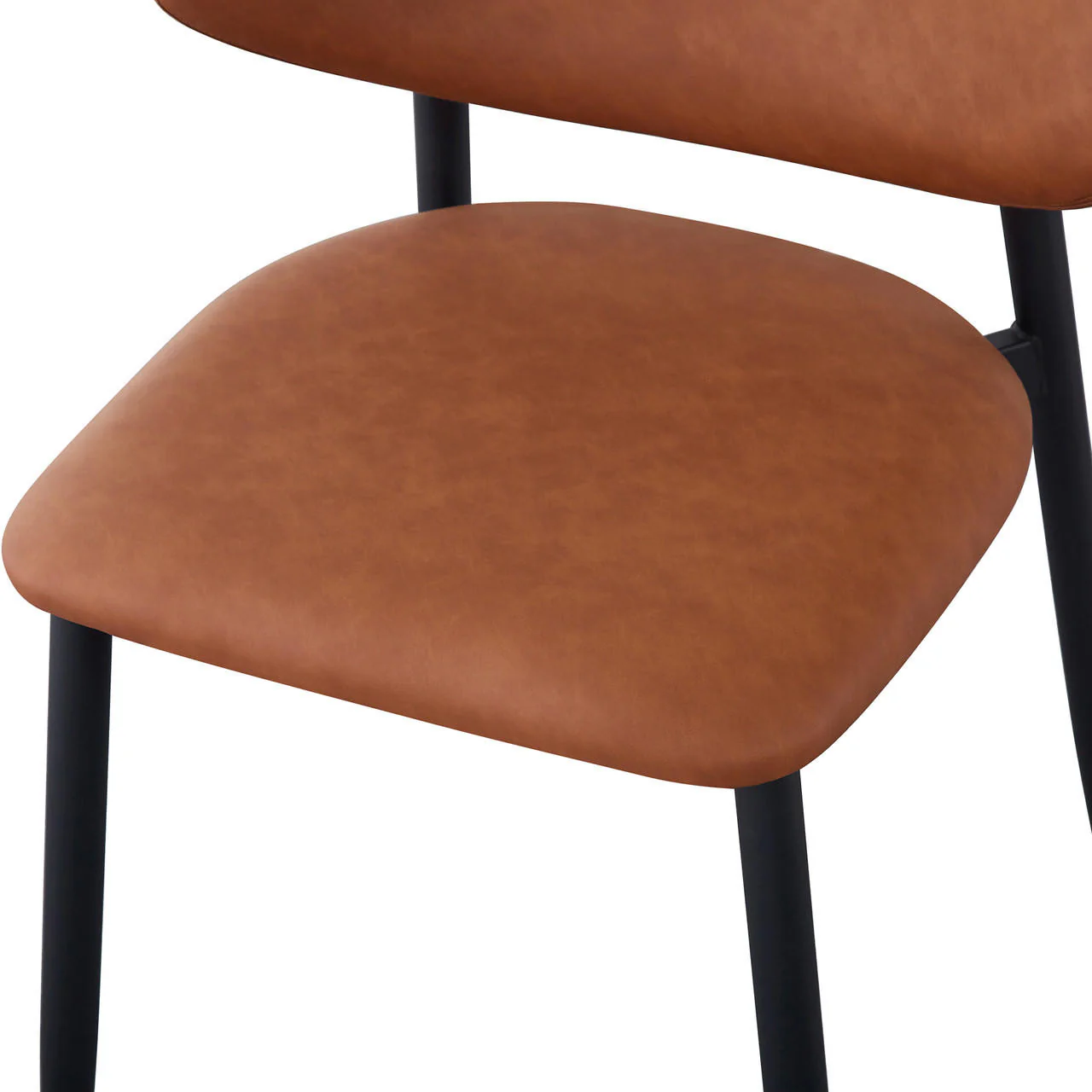 Audrey Curved Leather Dining Chair Set of 2 in Tan - Image 10