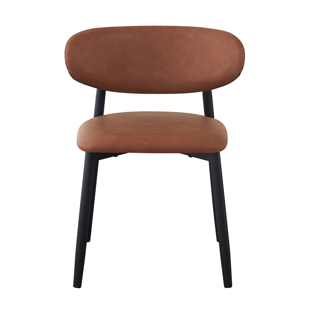 Audrey Curved Leather Dining Chair Set of 2 in Tan - Image 5