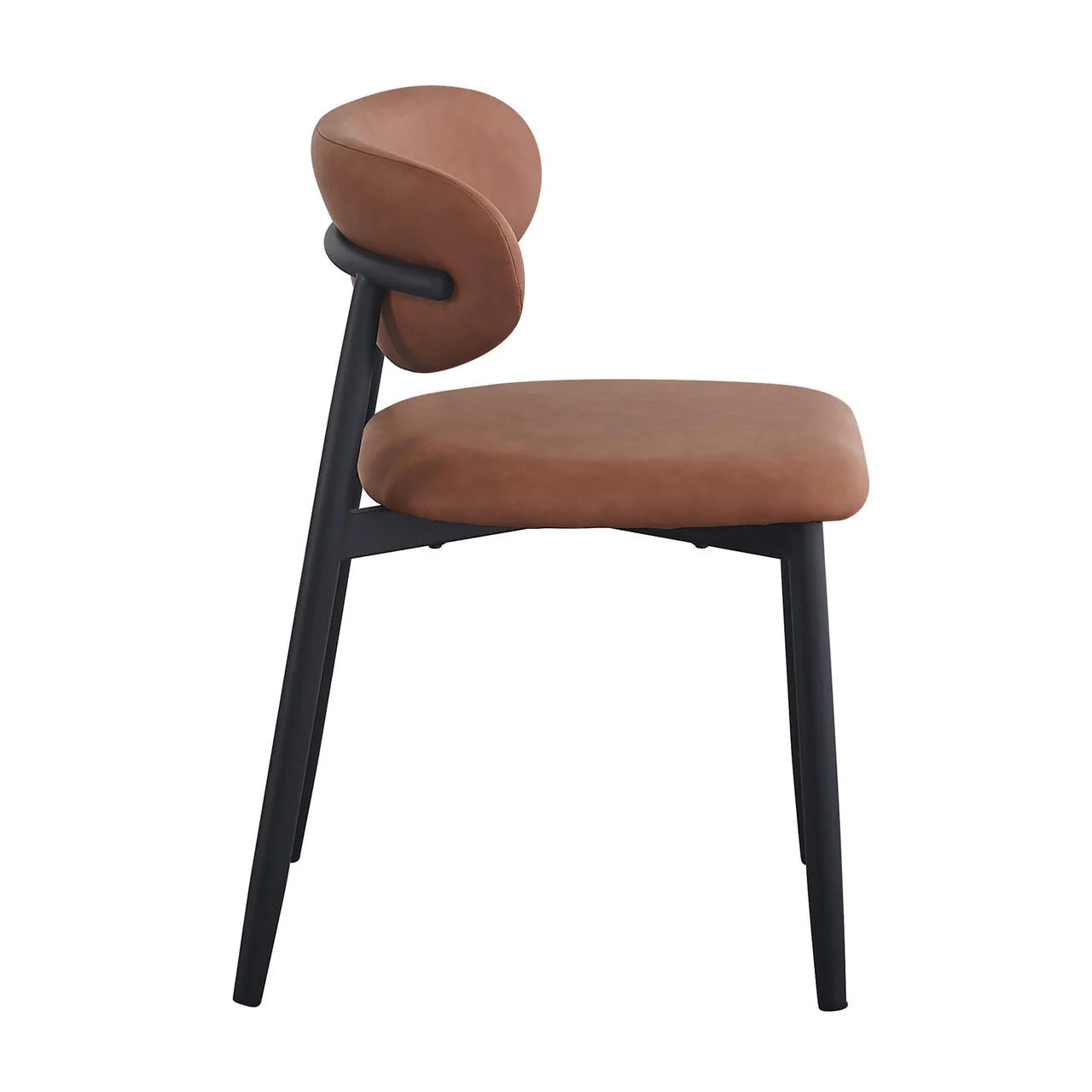Audrey Curved Leather Dining Chair Set of 2 in Tan - Image 7