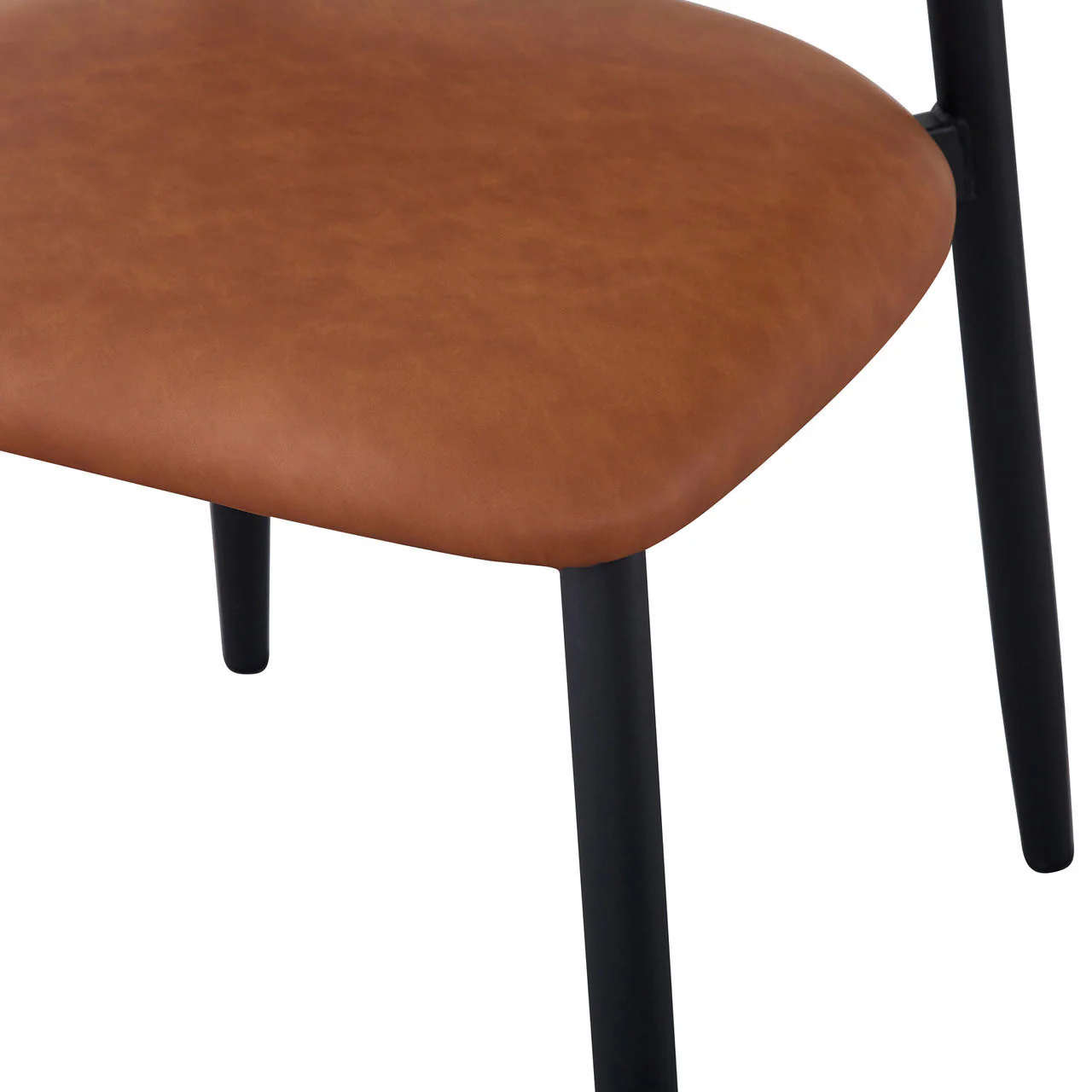 Audrey Curved Leather Dining Chair Set of 2 in Tan - Image 9