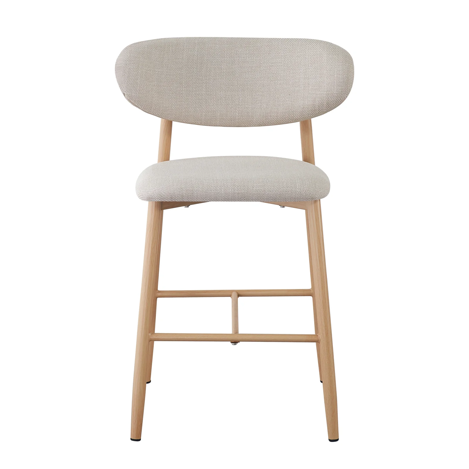 Audrey Curved Linen Barstool Set of 2 in Beige - Image 5