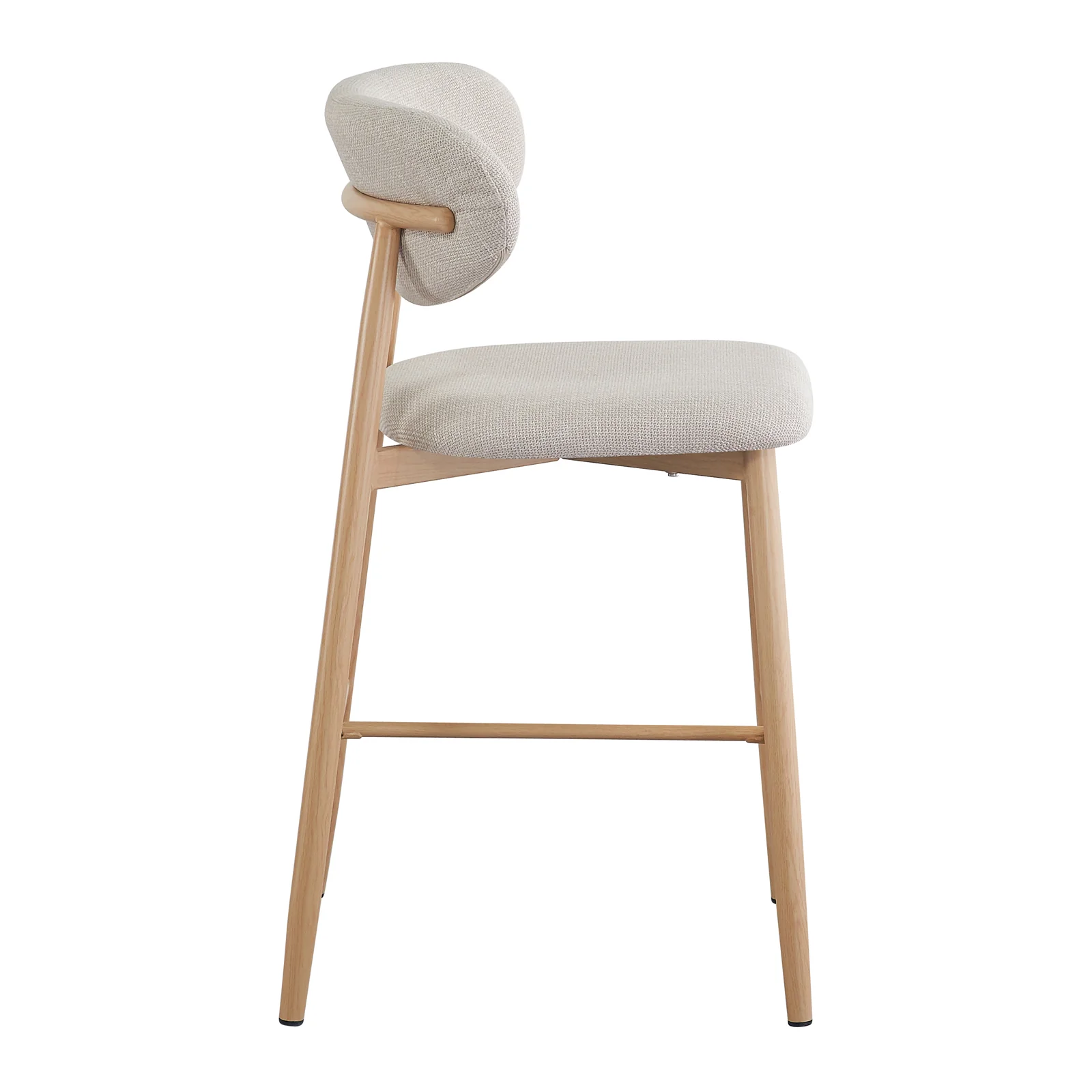 Audrey Curved Linen Barstool Set of 2 in Beige - Image 7