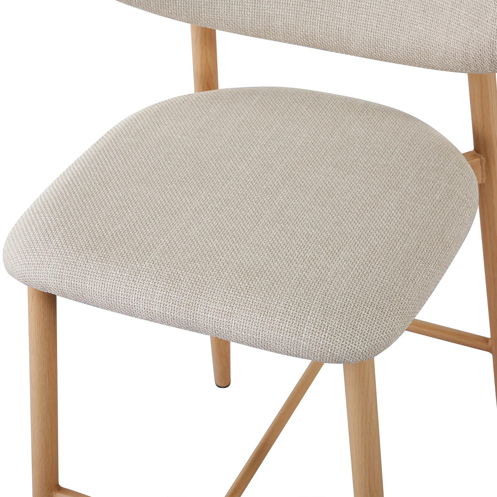 Audrey Curved Linen Barstool Set of 2 in Beige - Image 9