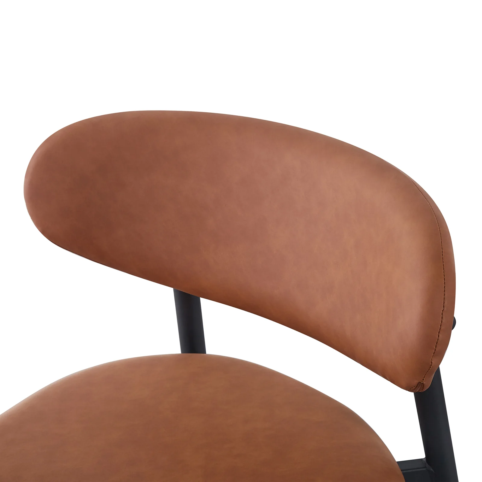Audrey Curved PU Leather Barstool Set of 2 in Tan - Image 11