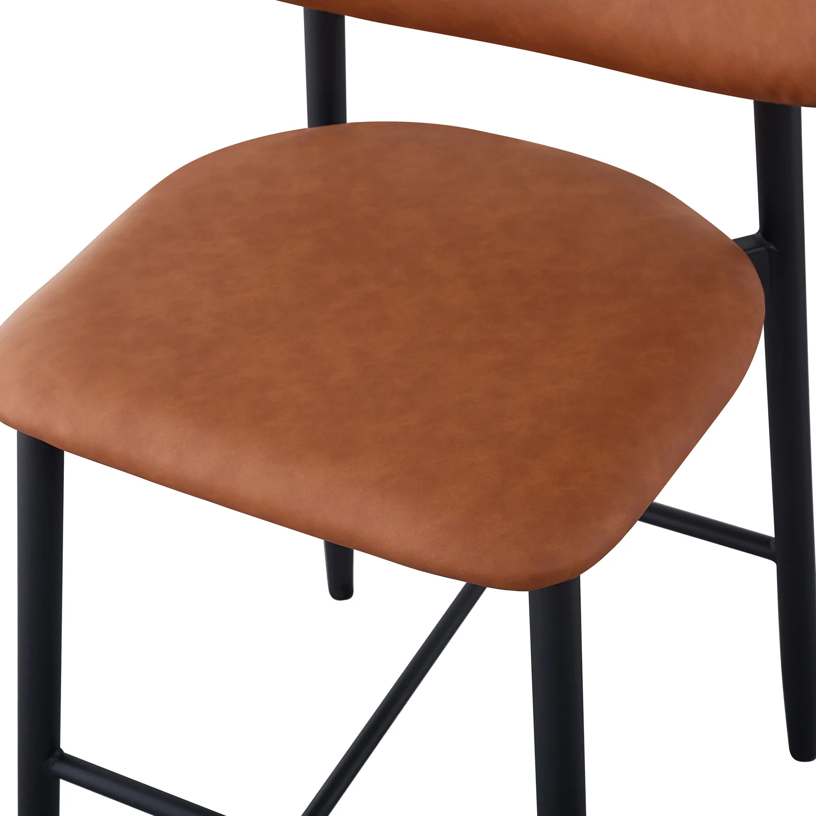 Audrey Curved PU Leather Barstool Set of 2 in Tan - Image 12