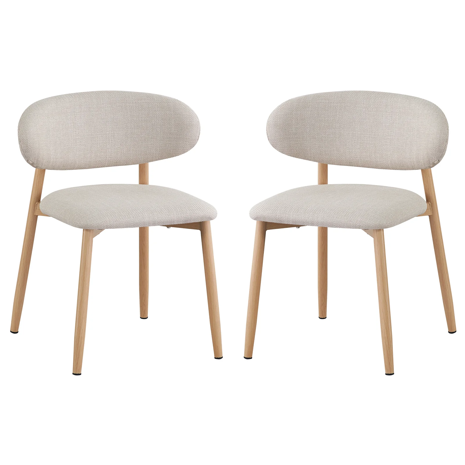 Audrey Curved Fabric Dining Chair Set of 2 in Beige