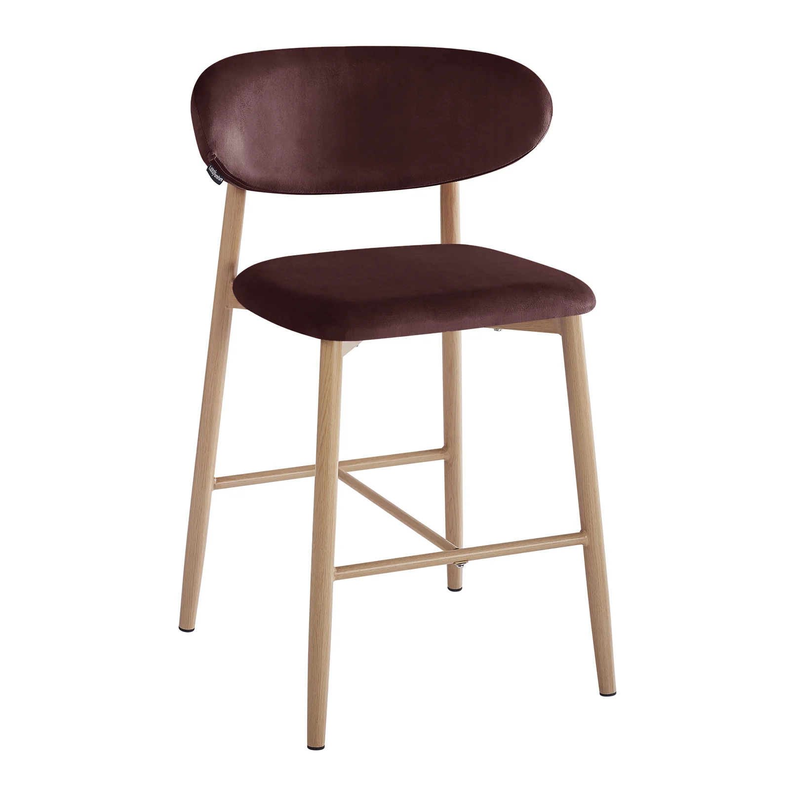 Audrey Fabric Upholstered Barstool Set of 2 in Dark Plum - Image 8