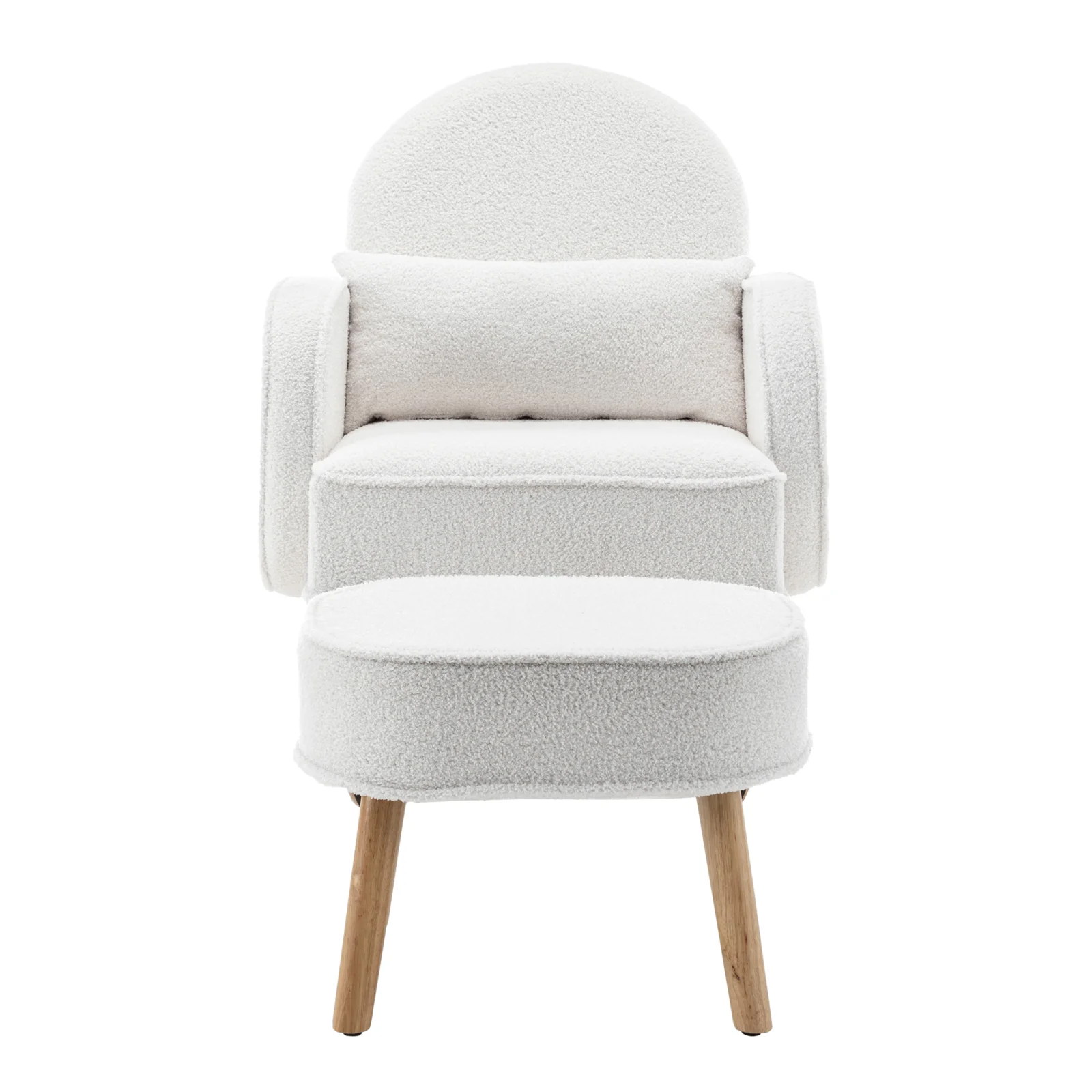 Aura Boucle Rocking Chair with Ottoman in Cream White - Image 4