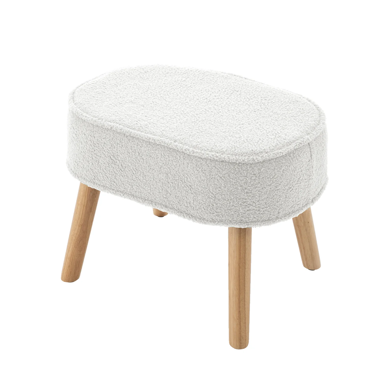 Aura Boucle Rocking Chair with Ottoman in Cream White - Image 6