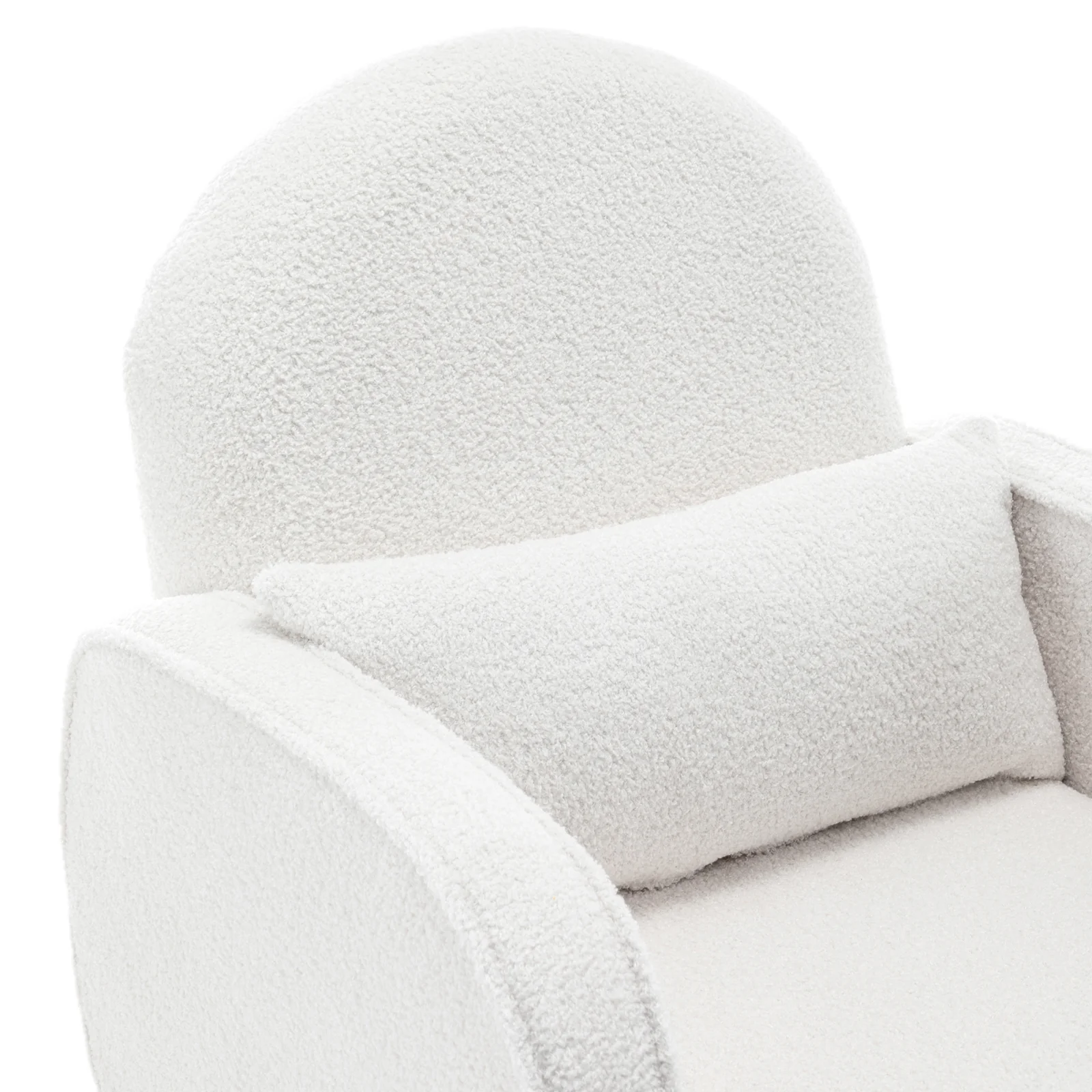 Aura Boucle Rocking Chair with Ottoman in Cream White - Image 7
