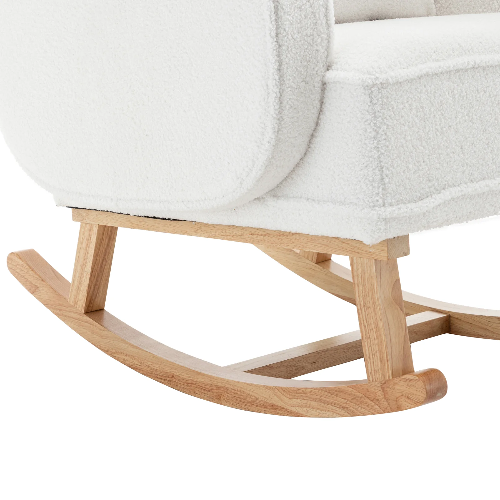 Aura Boucle Rocking Chair with Ottoman in Cream White - Image 8