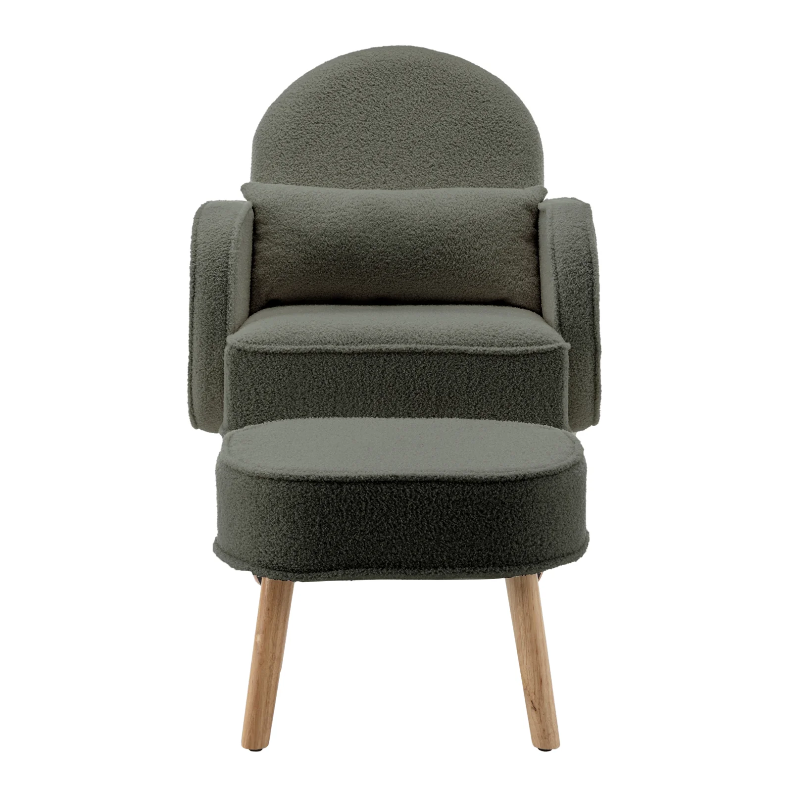 Aura Boucle Rocking Chair with Ottoman in Green - Image 4