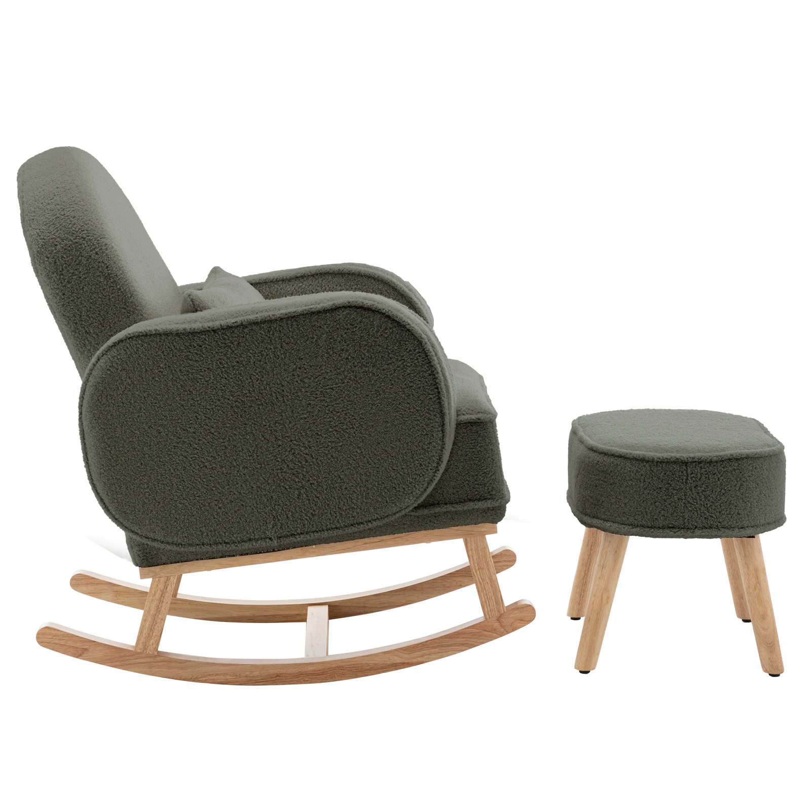 Aura Boucle Rocking Chair with Ottoman in Green - Image 5