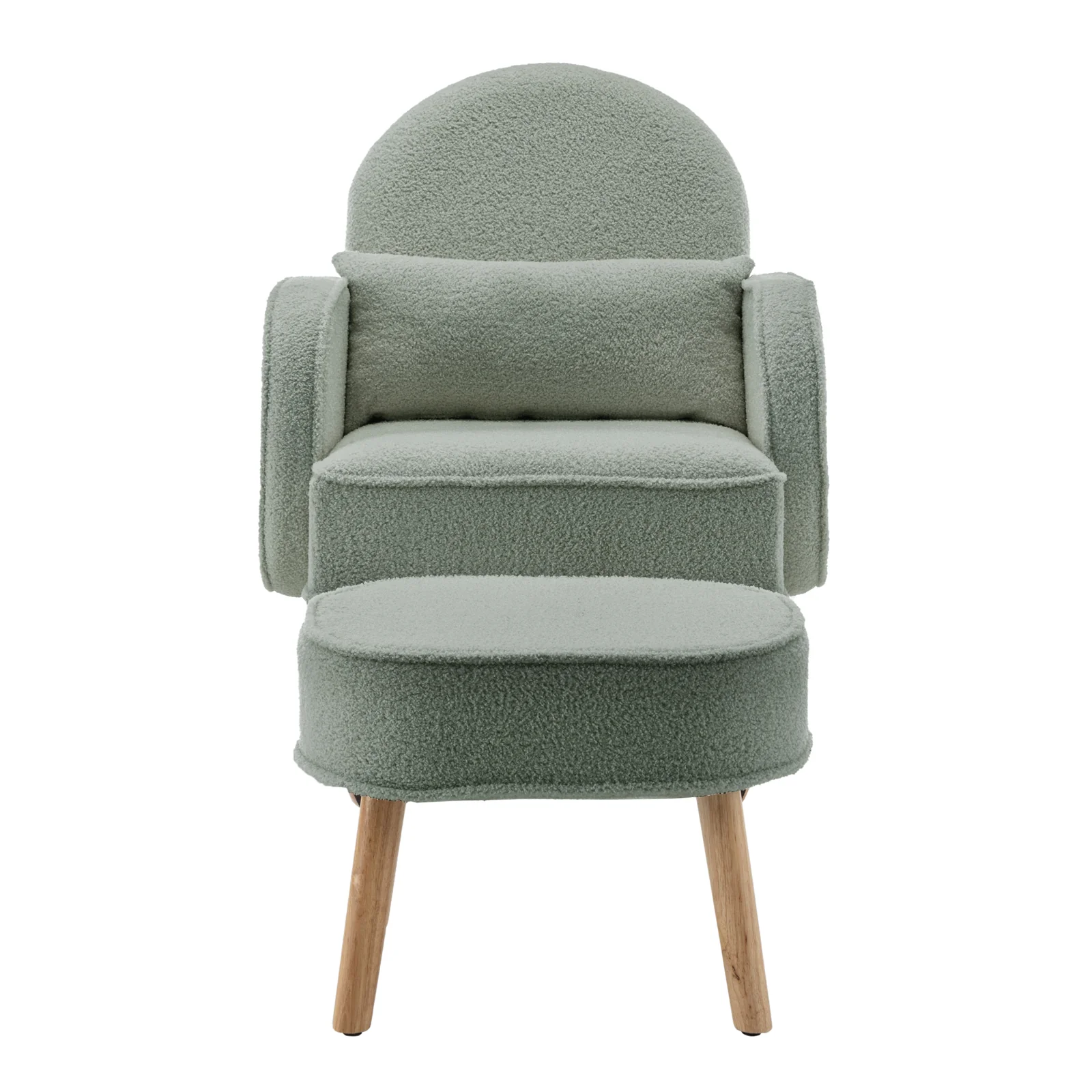 Aura Boucle Rocking Chair with Ottoman in Mint Green - Image 4
