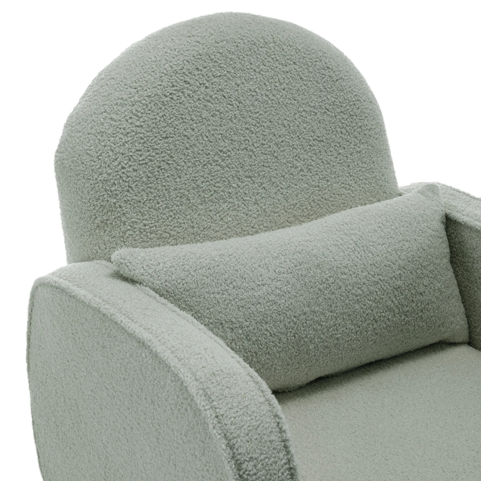 Aura Boucle Rocking Chair with Ottoman in Mint Green - Image 7