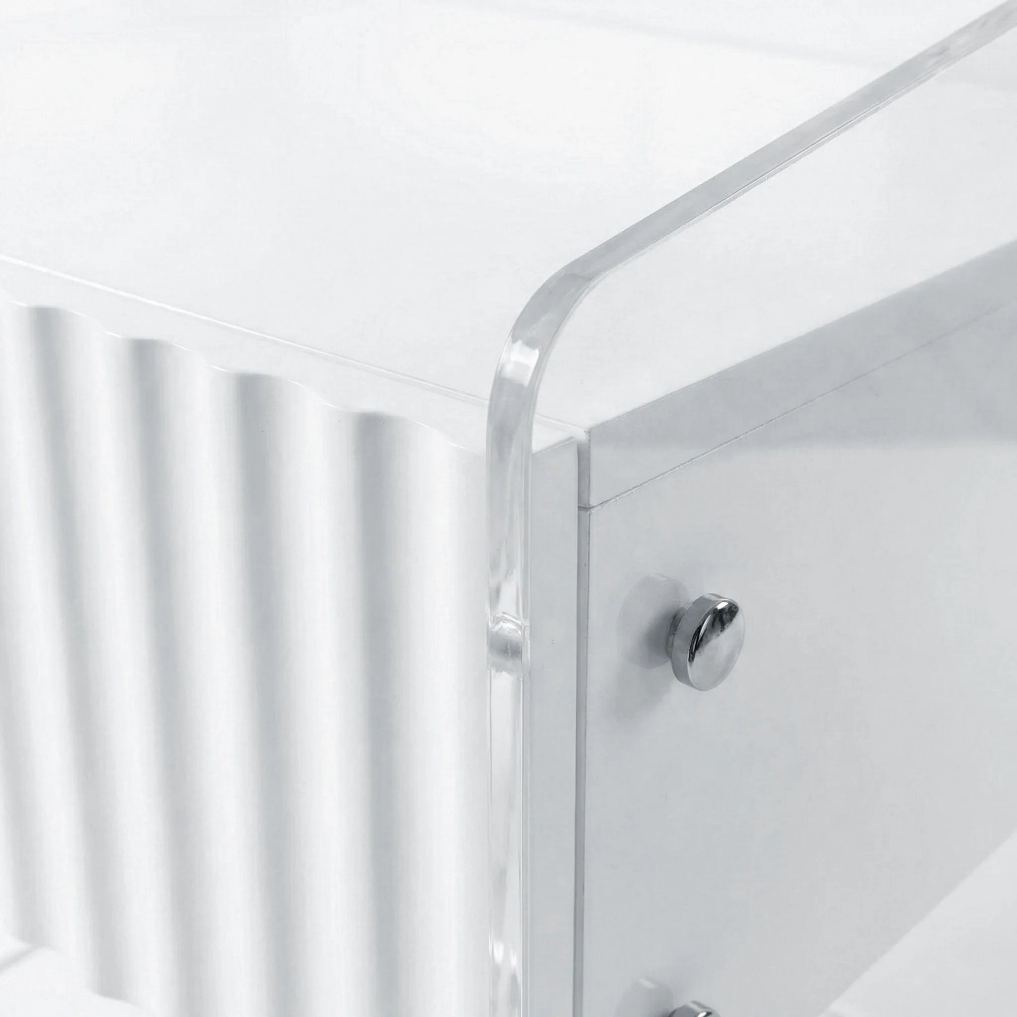 Aurea Fluted Acrylic Bedside Table in White - Image 10