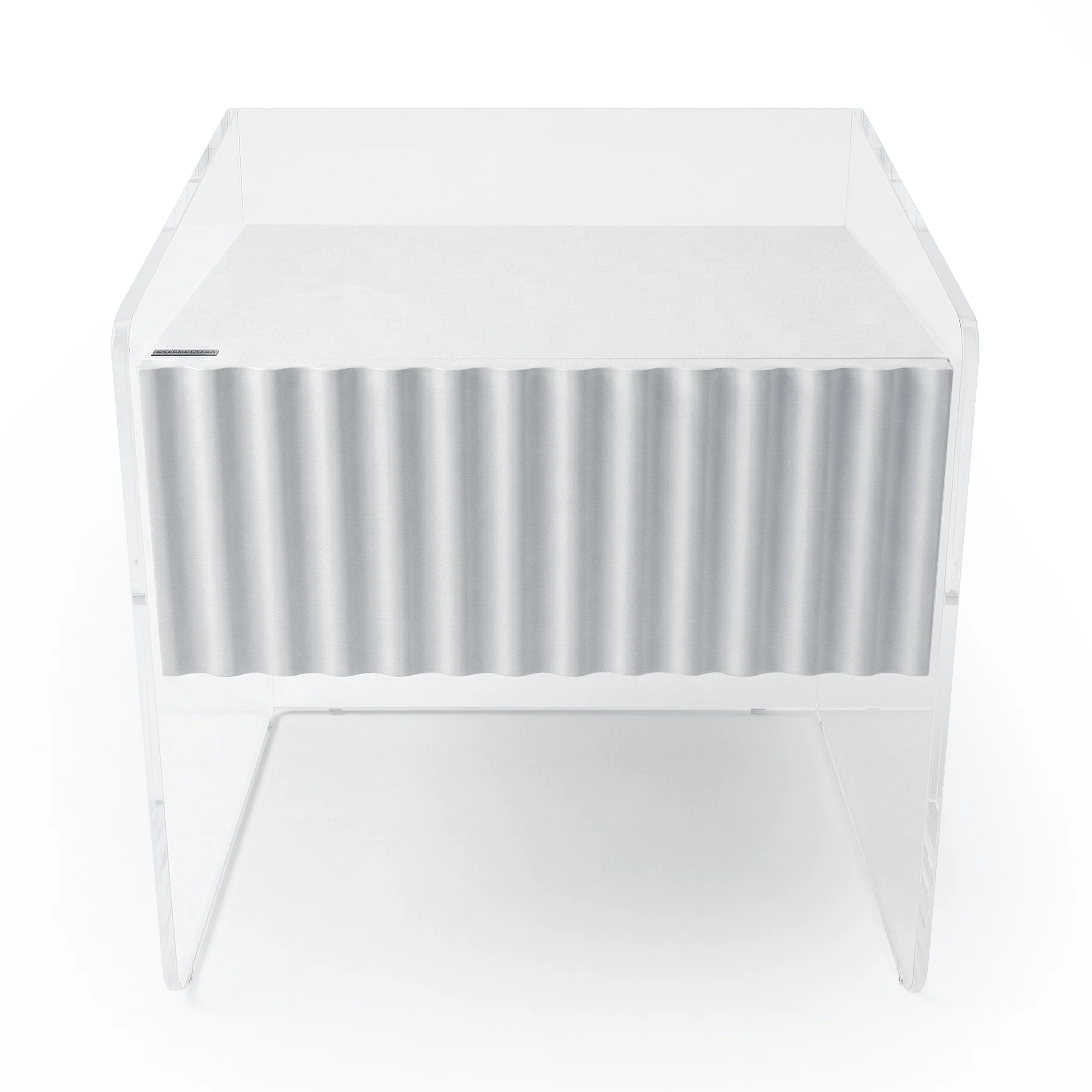 Aurea Fluted Acrylic Bedside Table in White - Image 6