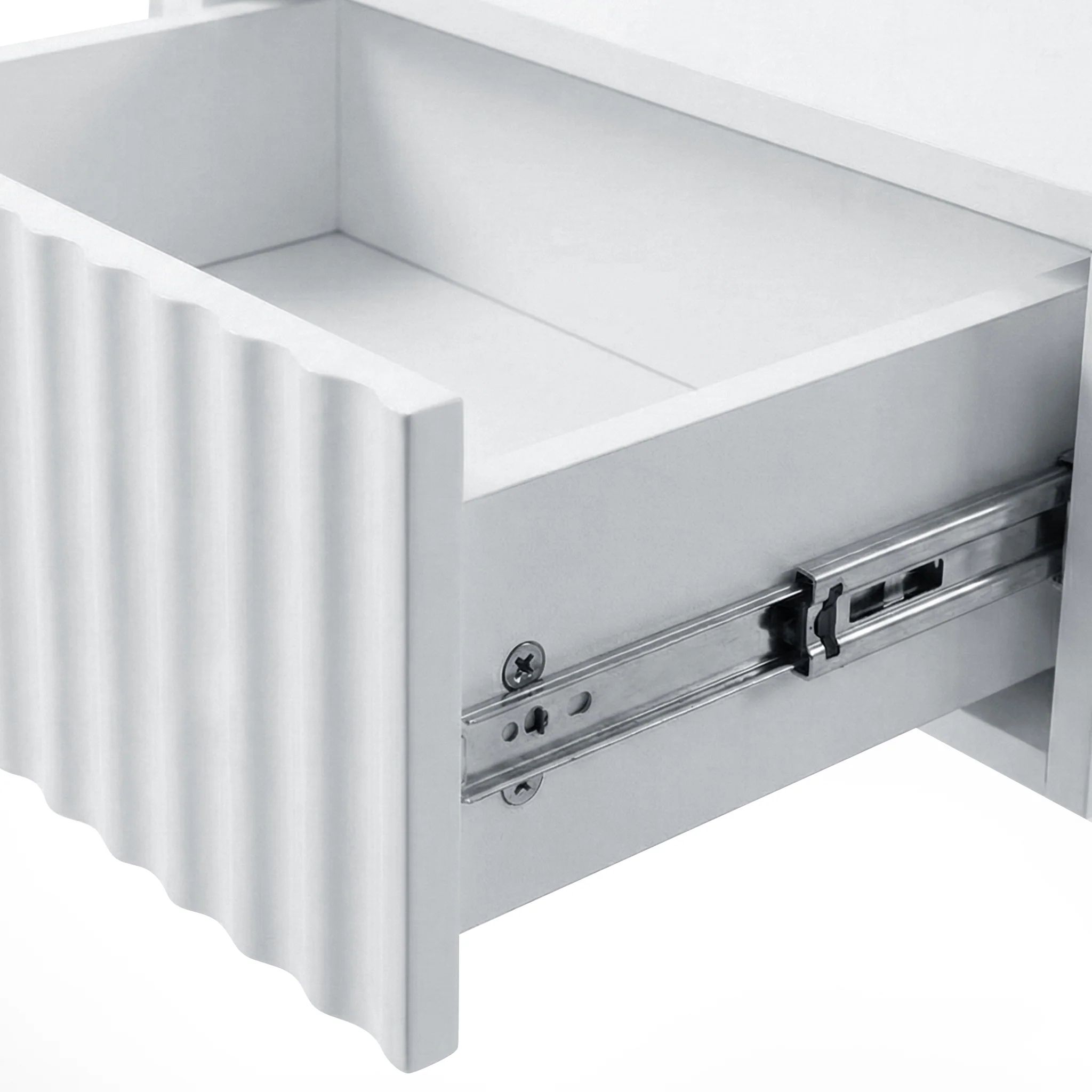 Aurea Fluted Acrylic Bedside Table in White - Image 9