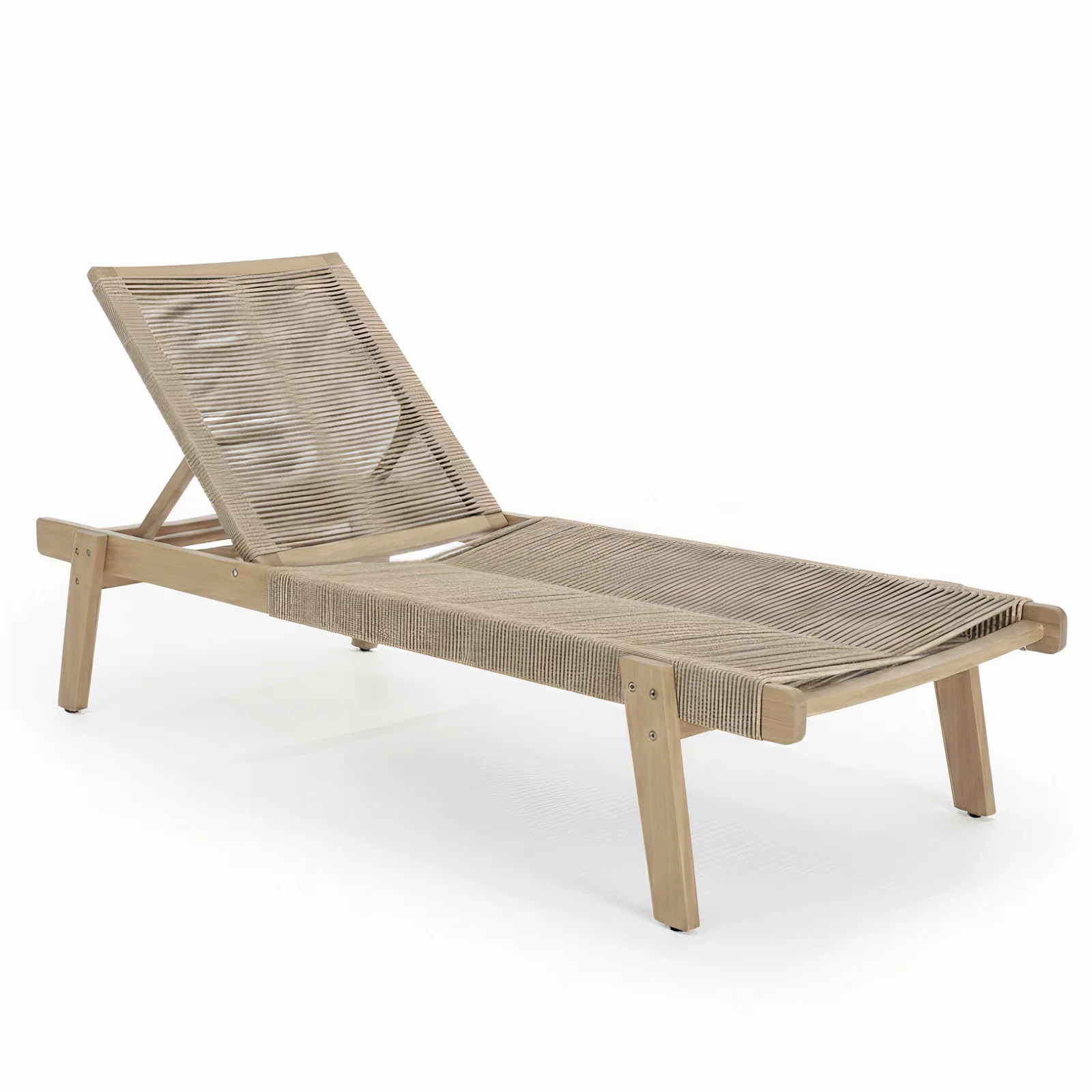 Aureli Hardwood Acacia Reclining Sun Lounger in Beige - Image 6