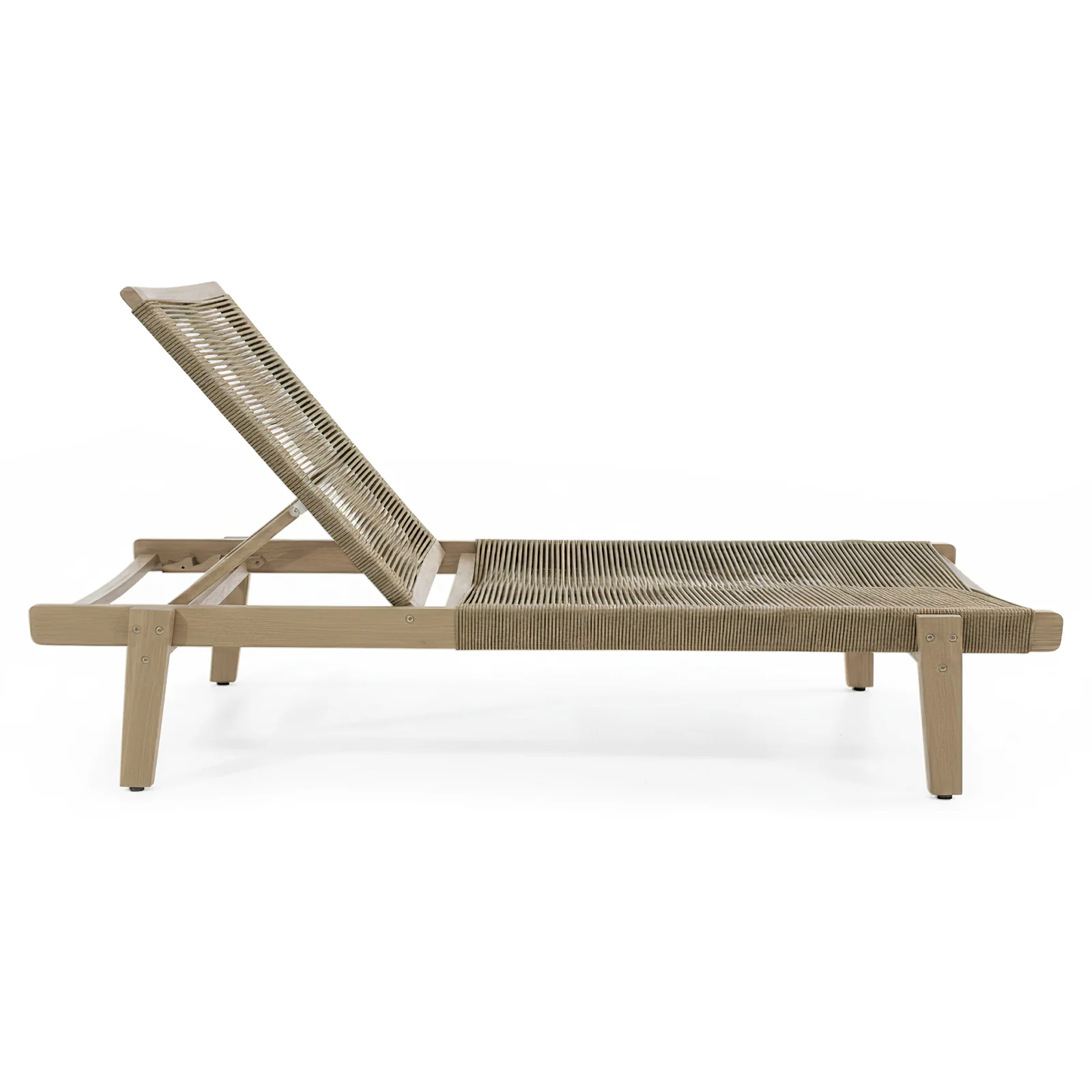 Aureli Hardwood Acacia Reclining Sun Lounger in Beige - Image 7