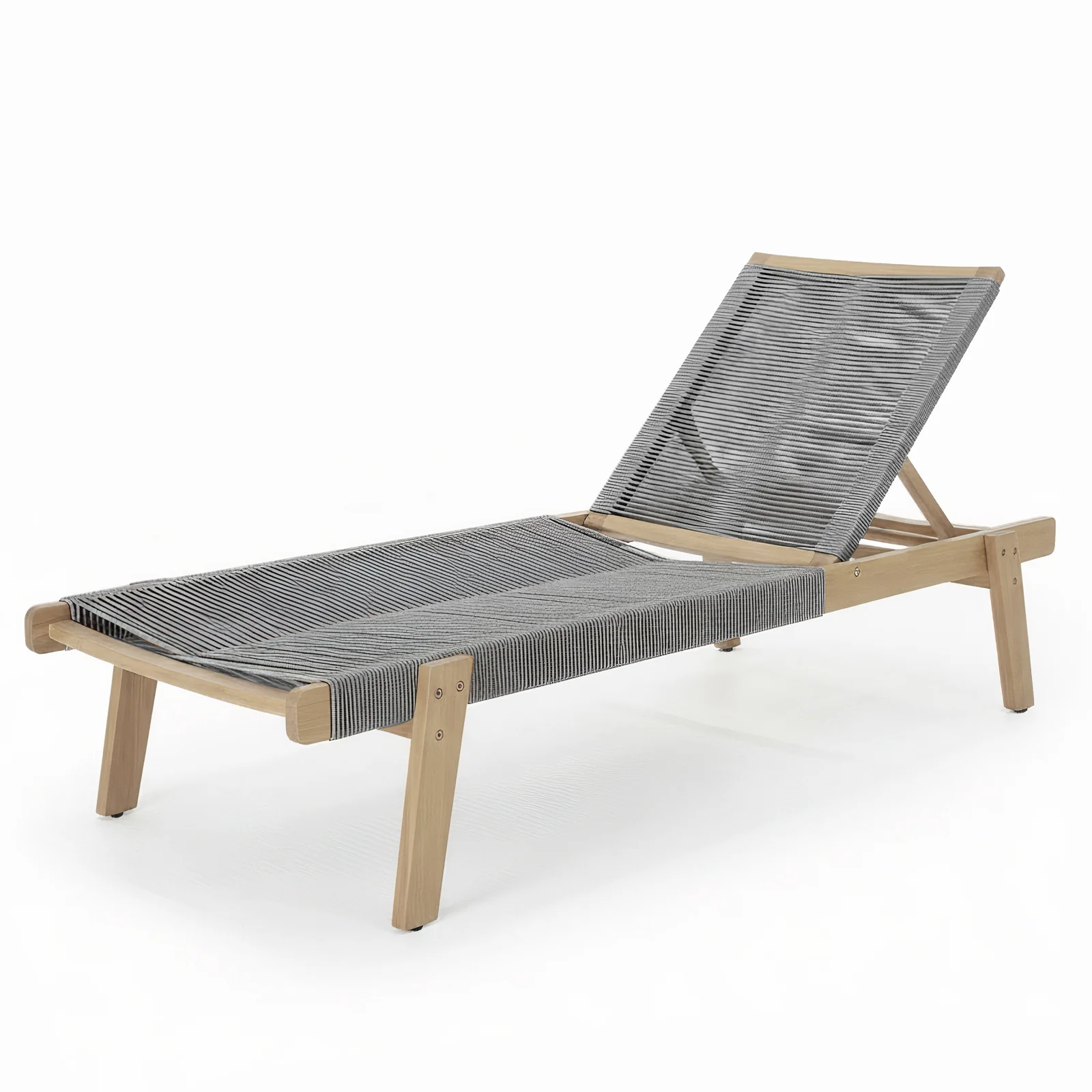 Aureli Hardwood Acacia Reclining Sun Lounger in Light Grey - Image 5