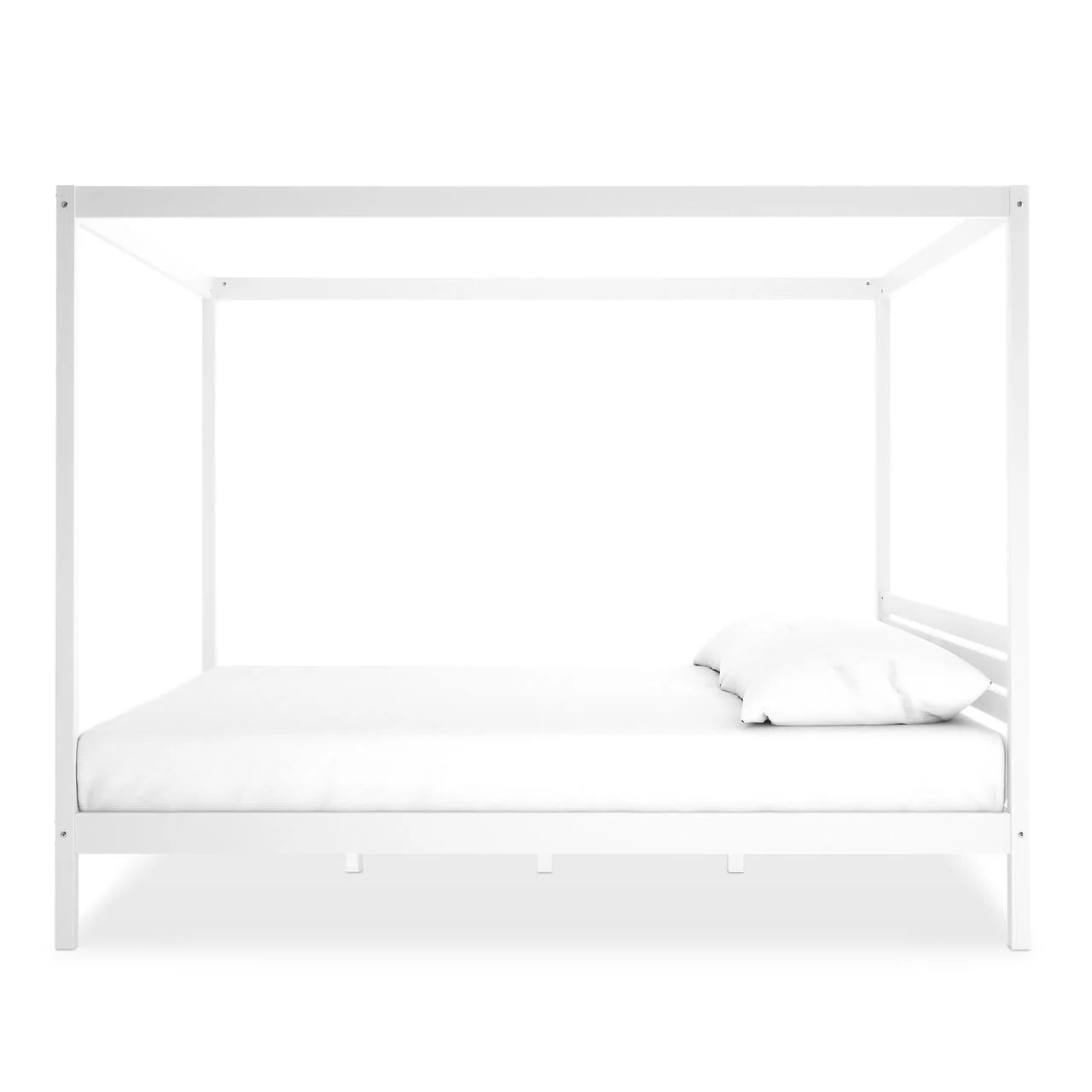 Aurelius Queen Solid Pine 4-Post Canopy Bed Frame in White - Image 8